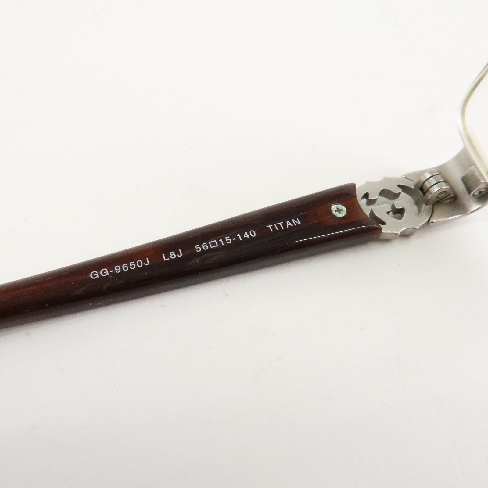 GUCCI Interlocking G Metal Plastic Glasses 56□15 Brown Silver Used