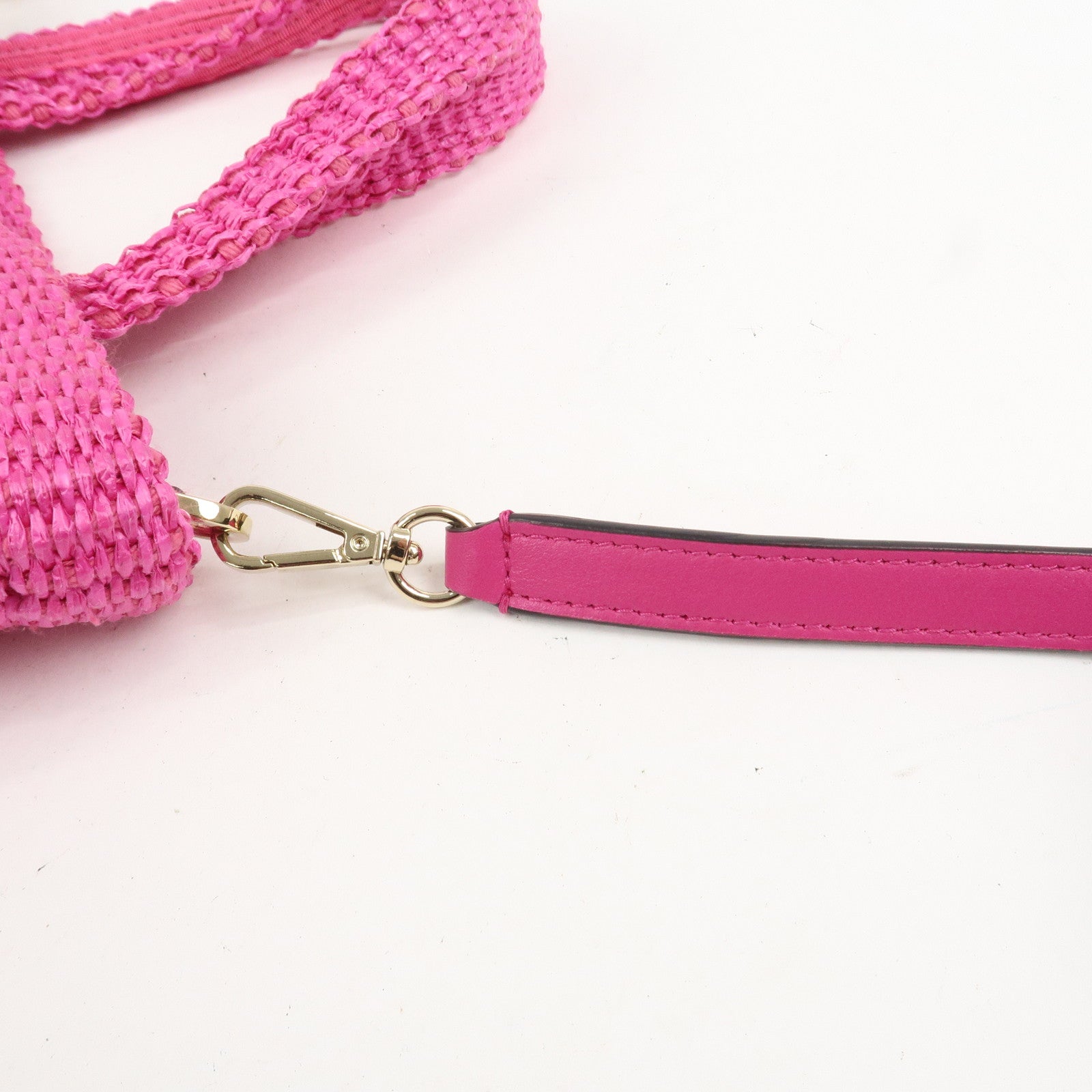 JIMMY CHOO Leather Raffia Beach West East 2 Way Bag Mini Tote Bag