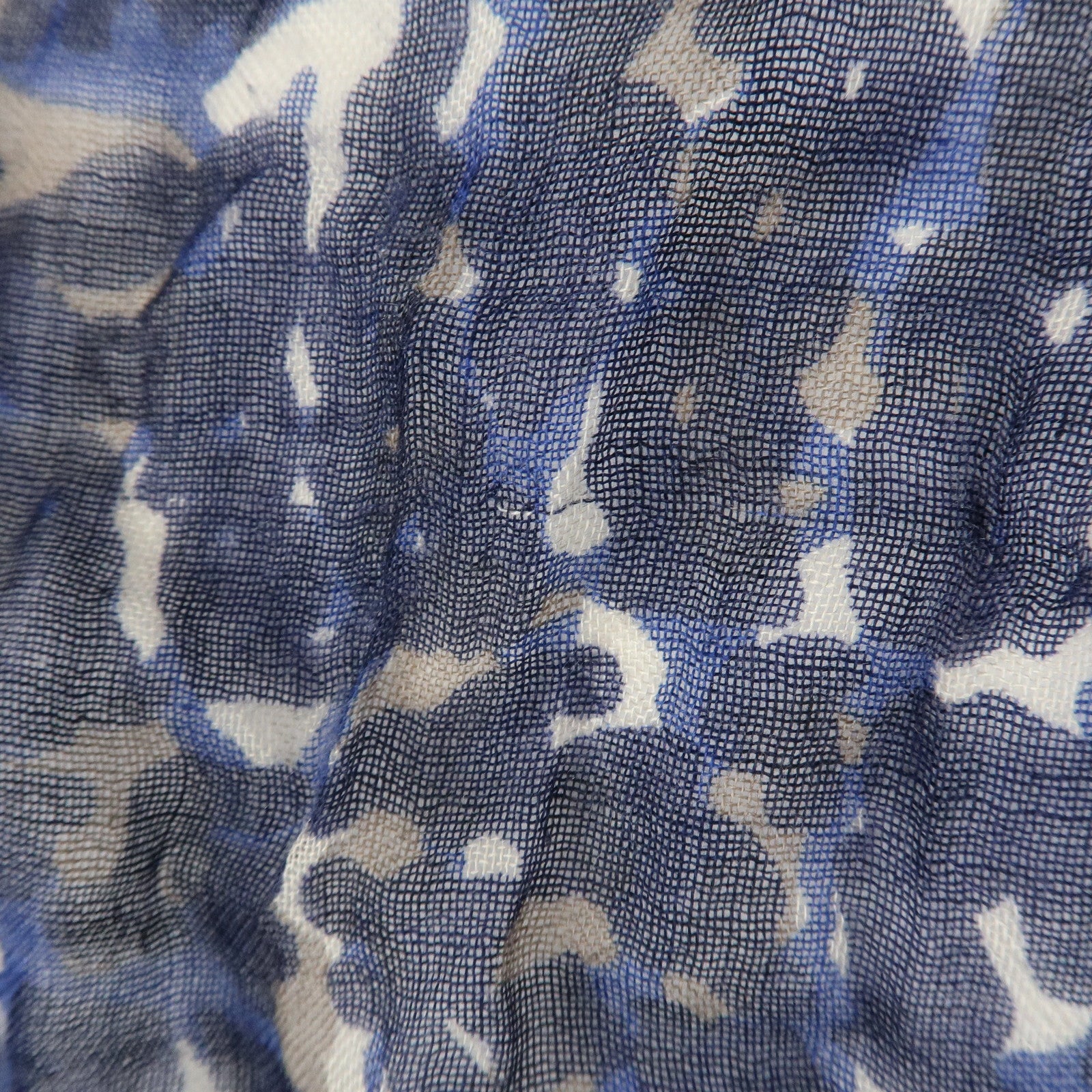 Louis Vuitton Etole Lizard Cashmere Silk Scarf Shawl Blue M74962