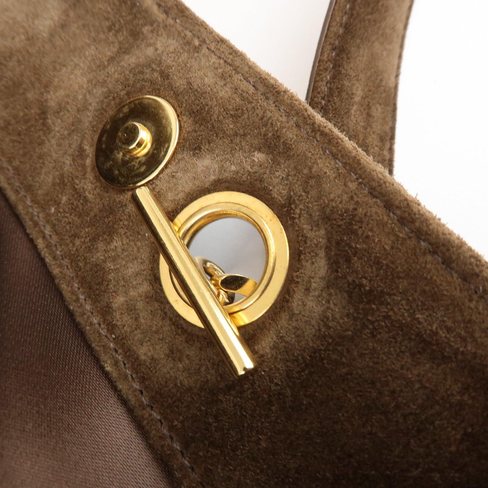 CHANEL COCO Mark Suede Chain Tote Bag Shoulder Bag Brown