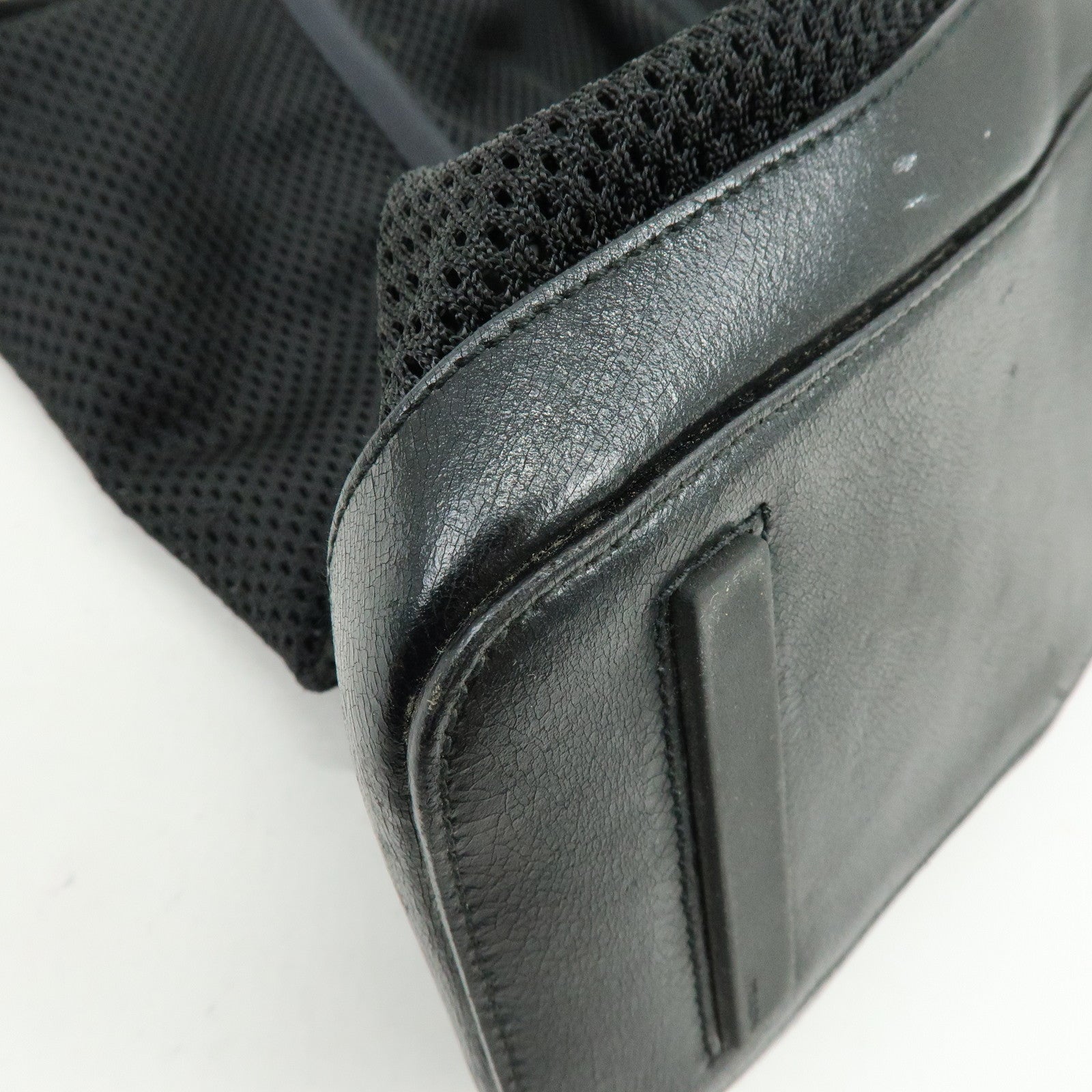 PRADA Mesh Leather Tote Bag Shoulder Bag Black