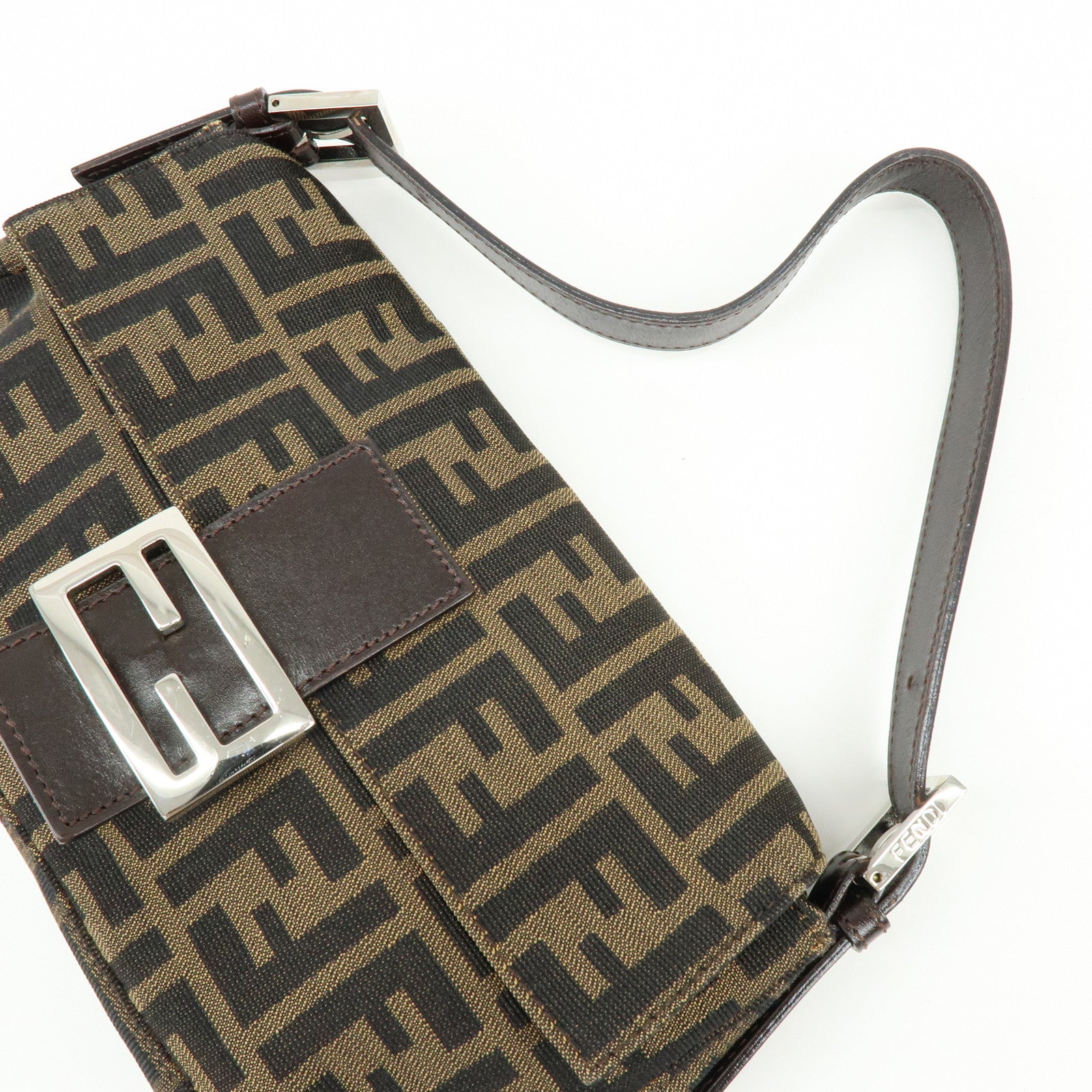 FENDI Mamma Baguette Jacquard Canvas Leather Hand Bag 17132642