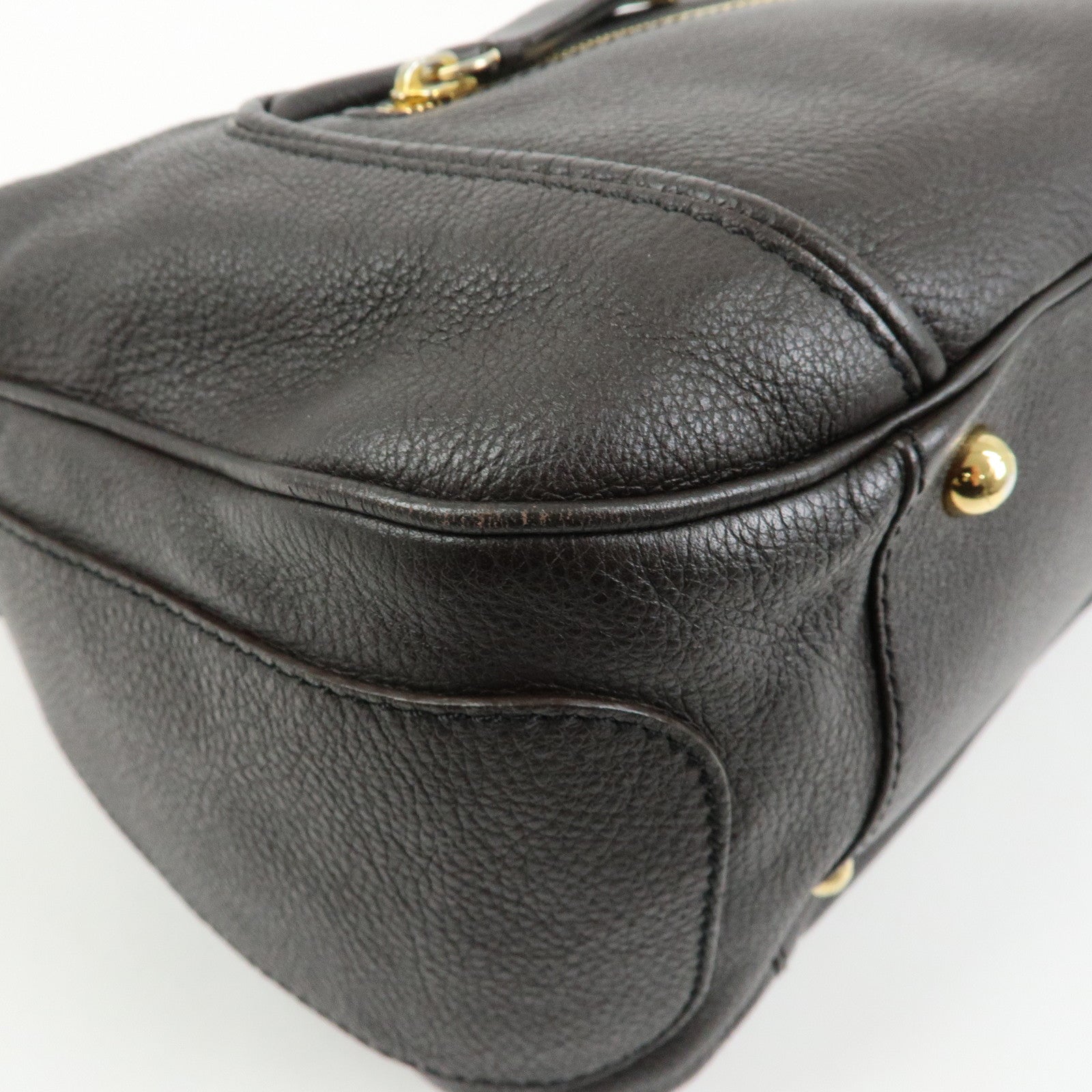 TOD'S Leather Shoulder Bag Hand Bag Dark Brown