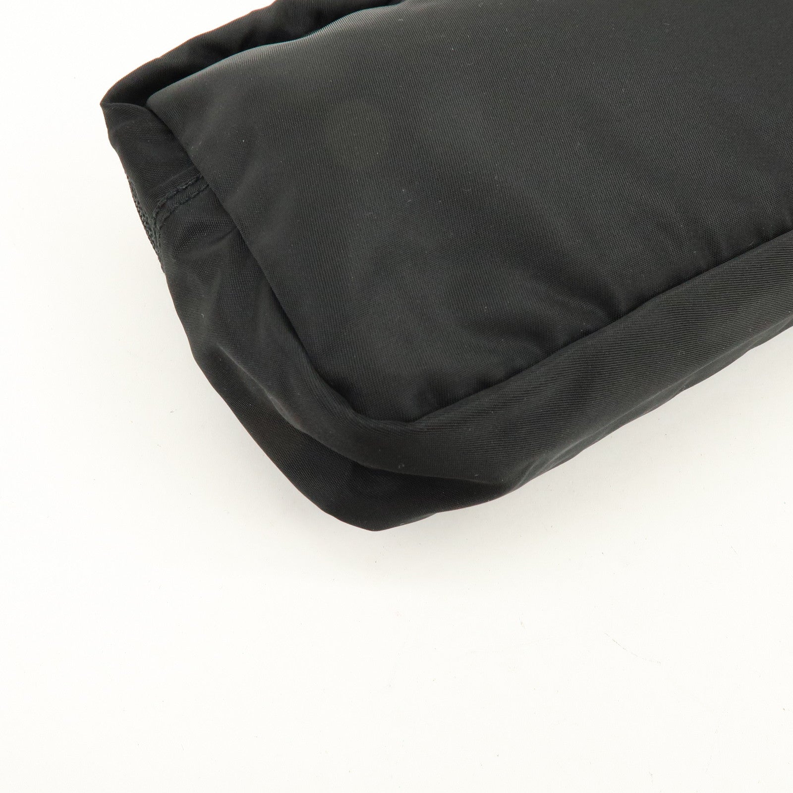 PRADA Triangle Logo Nylon Pouch Cosmetic Case Black