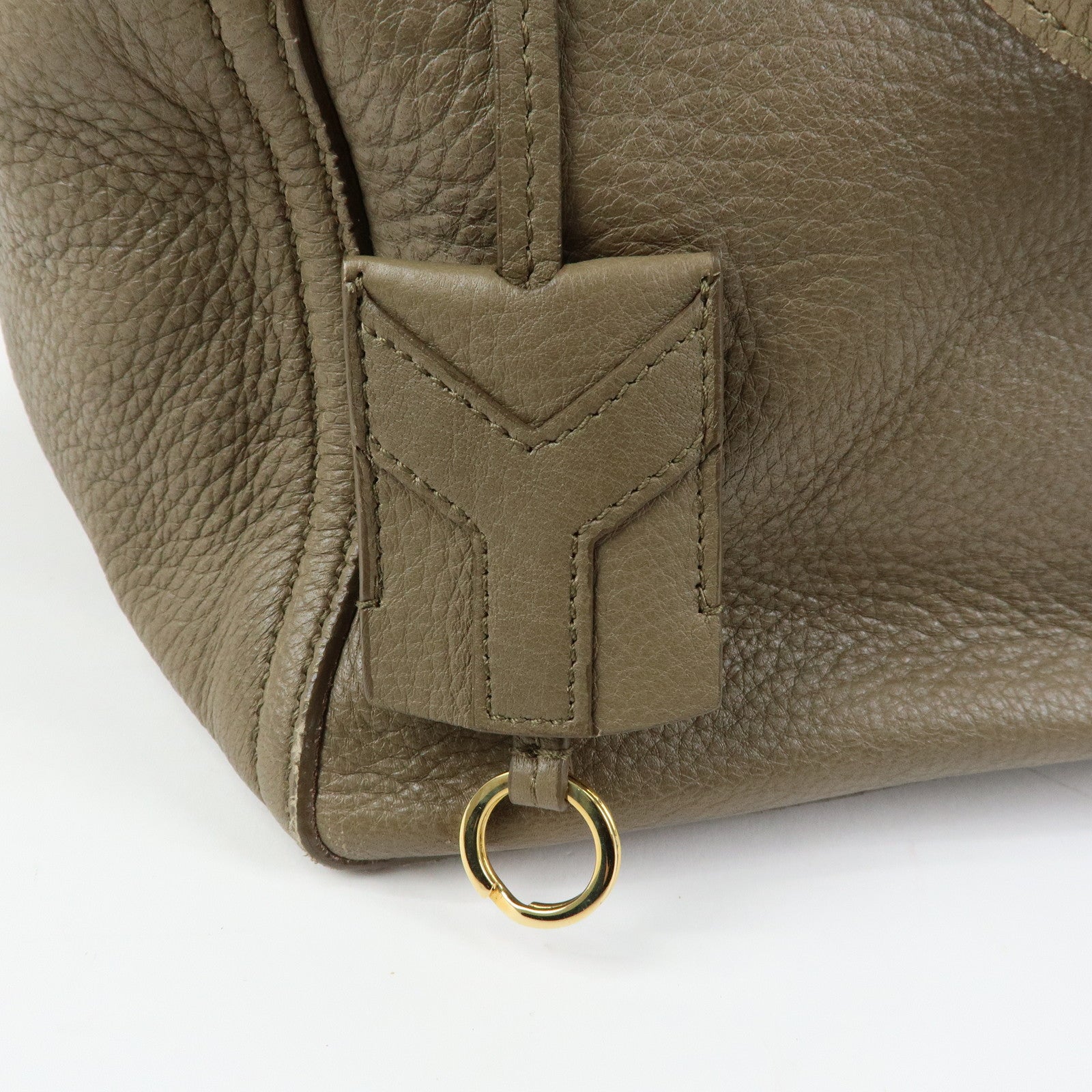 SAINT LAURENT PARIS Y Line Leather Tote Shoulder Bag Brown 257427