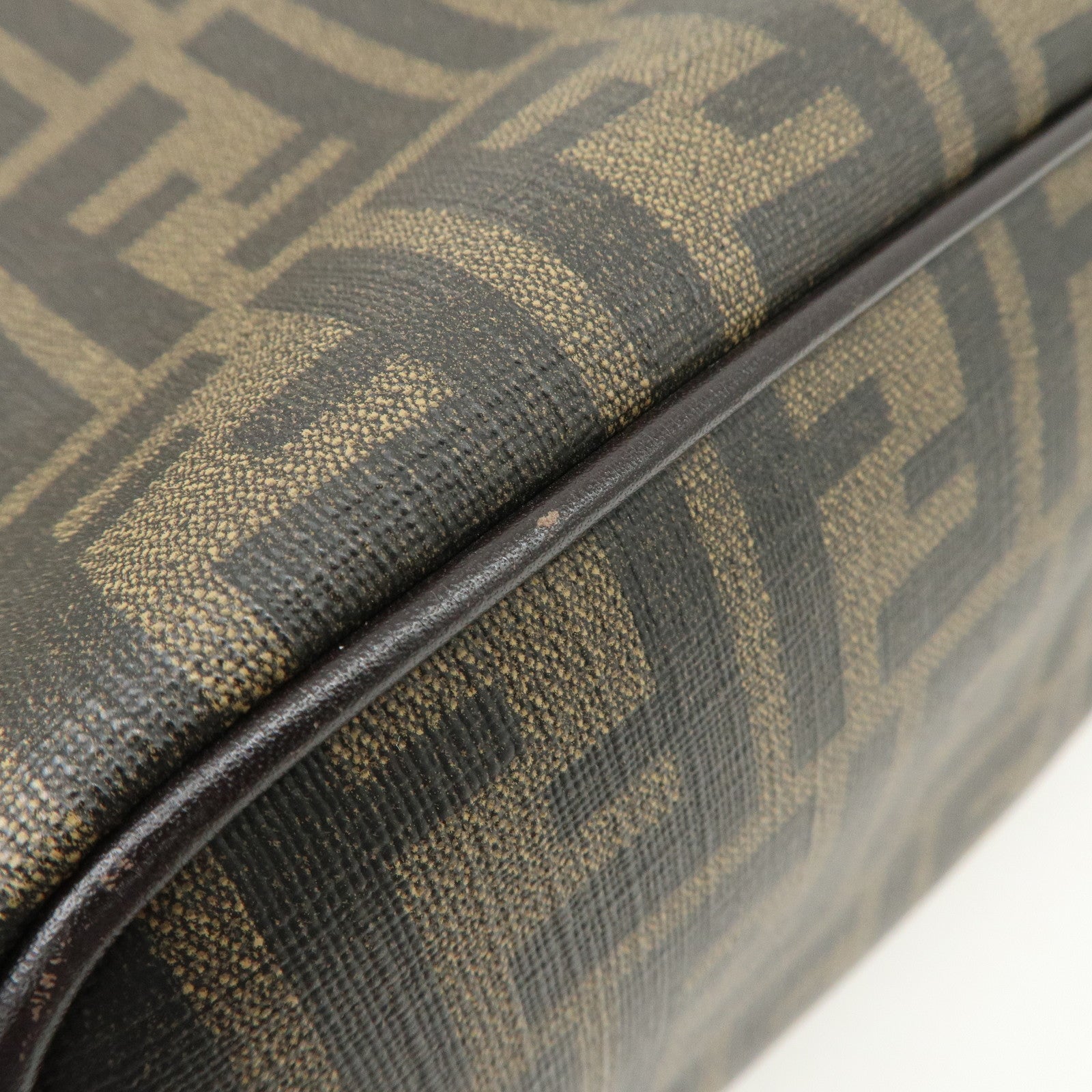 FENDI Zucca PVC Canvas Tote Bag Shoulder Bag Black Brown 7VA271