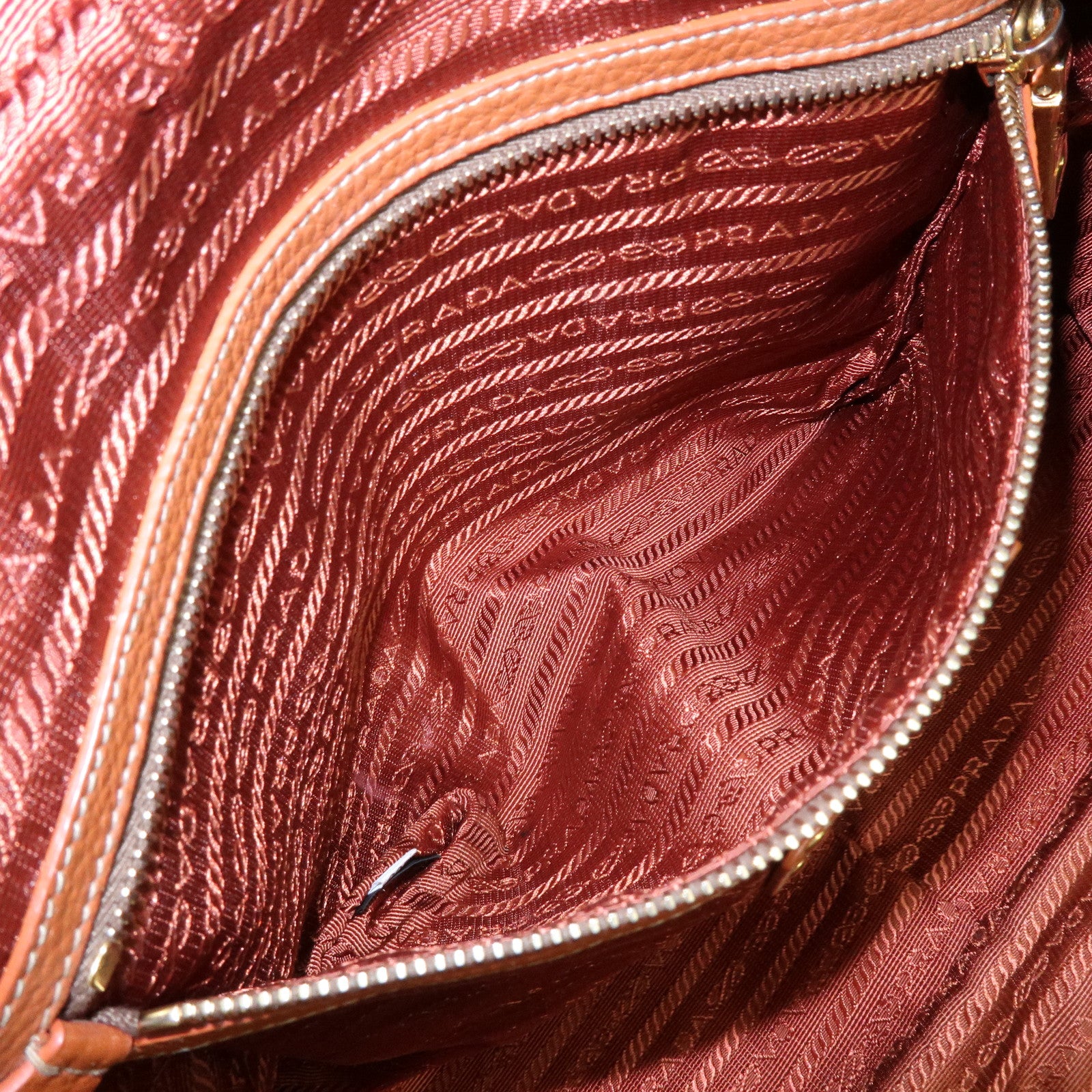 PRADA Leather 2Way Bag Hand Bag Shoulder Bag Light Brown BL0816