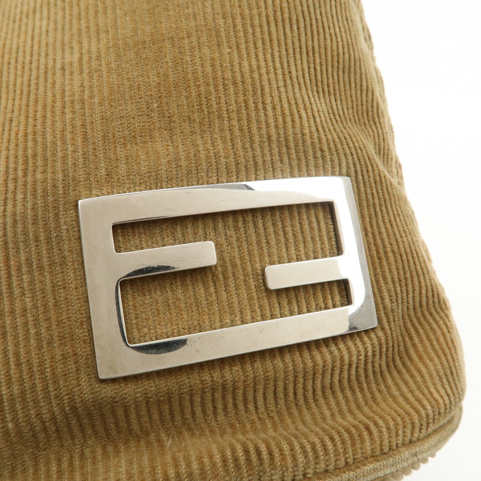 FENDI Corduroy Leather Shoulder Bag Hand Bag Brown 26778