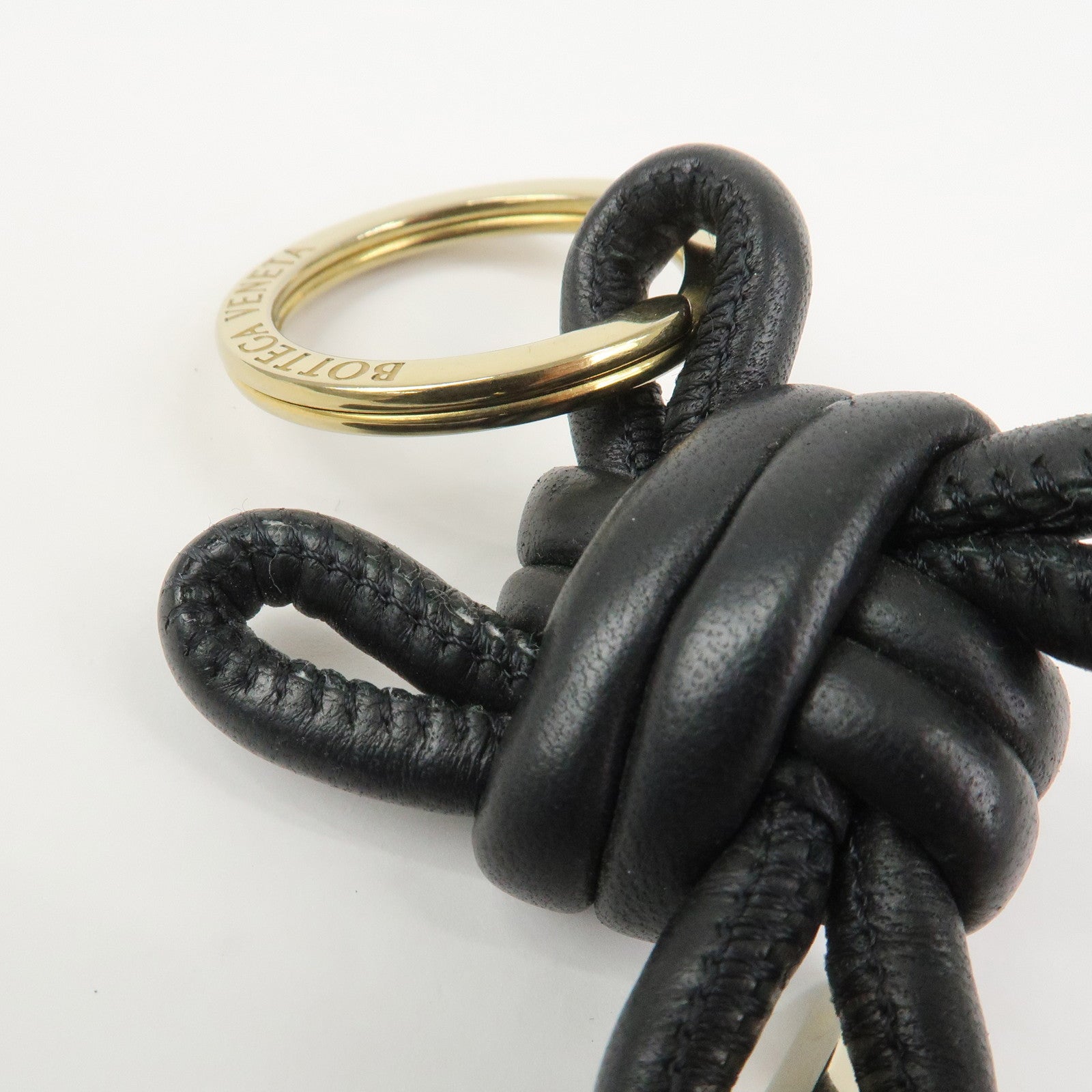 BOTTEGA VENETA Nappa Leather Bag Charm Key Chain Black