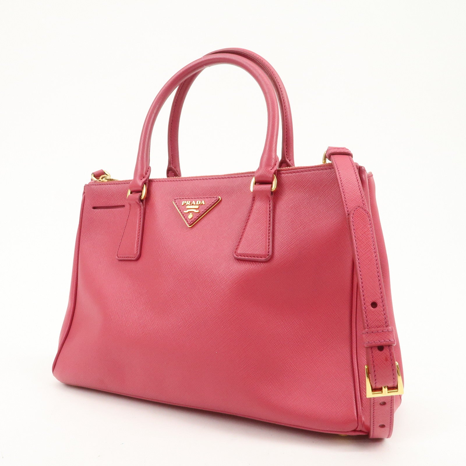 PRADA Triangle Logo Saffiano Leather 2Way Bag Hand Bag Pink BN1801