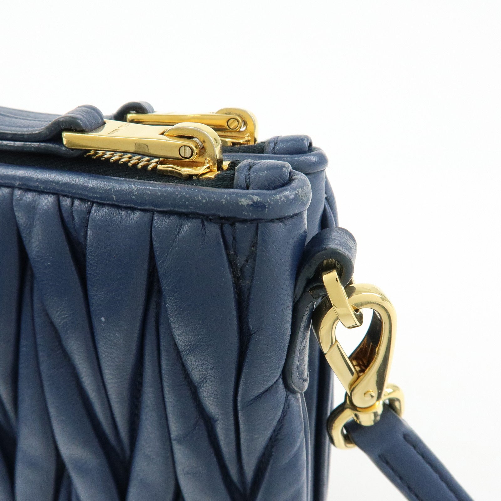 MIU MIU Matelasse Leather Shoulder Bag Crossbody Bag Blue