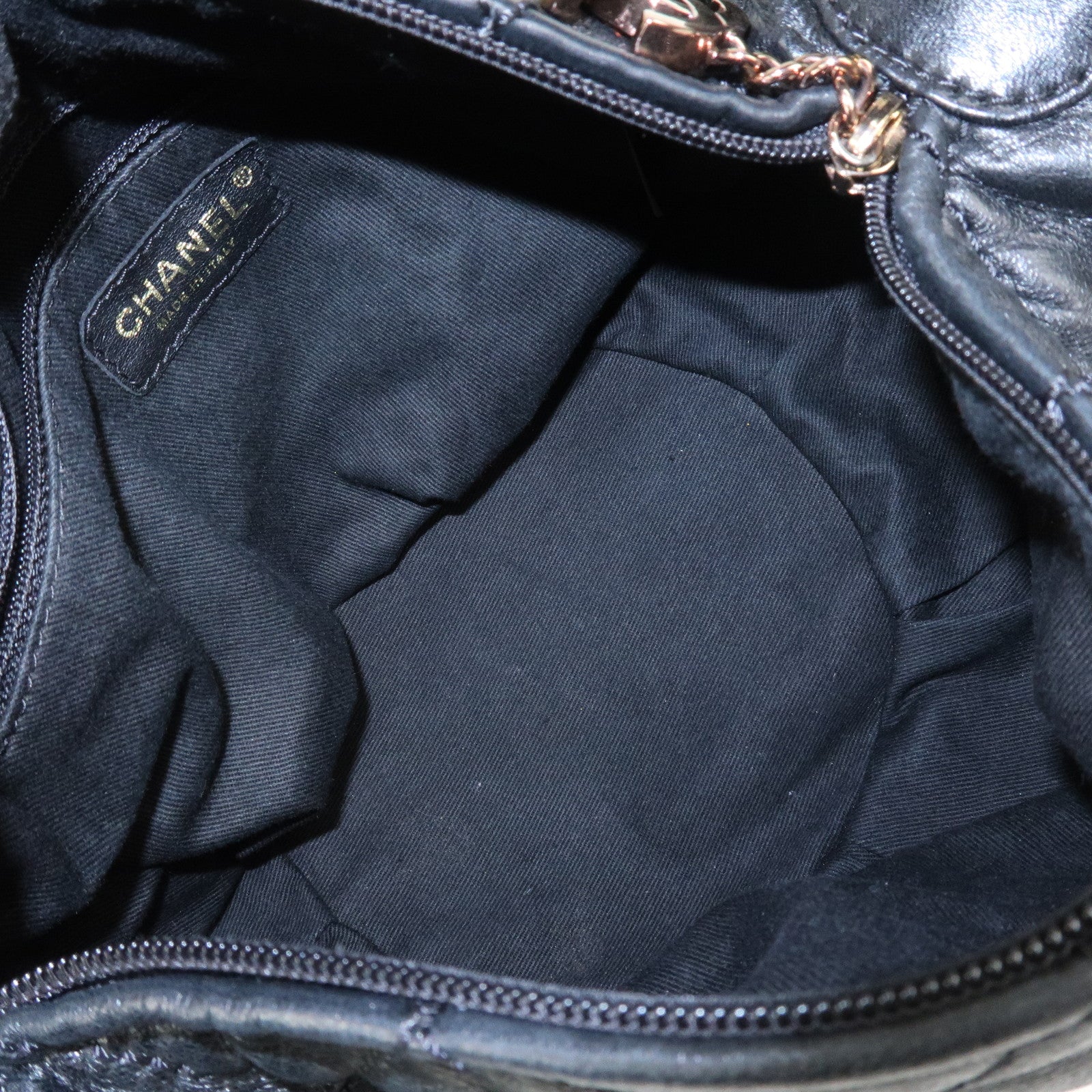 CHANEL Matelasse COCO Mark Lamb Skin Shoulder Bag Hand Bag Black