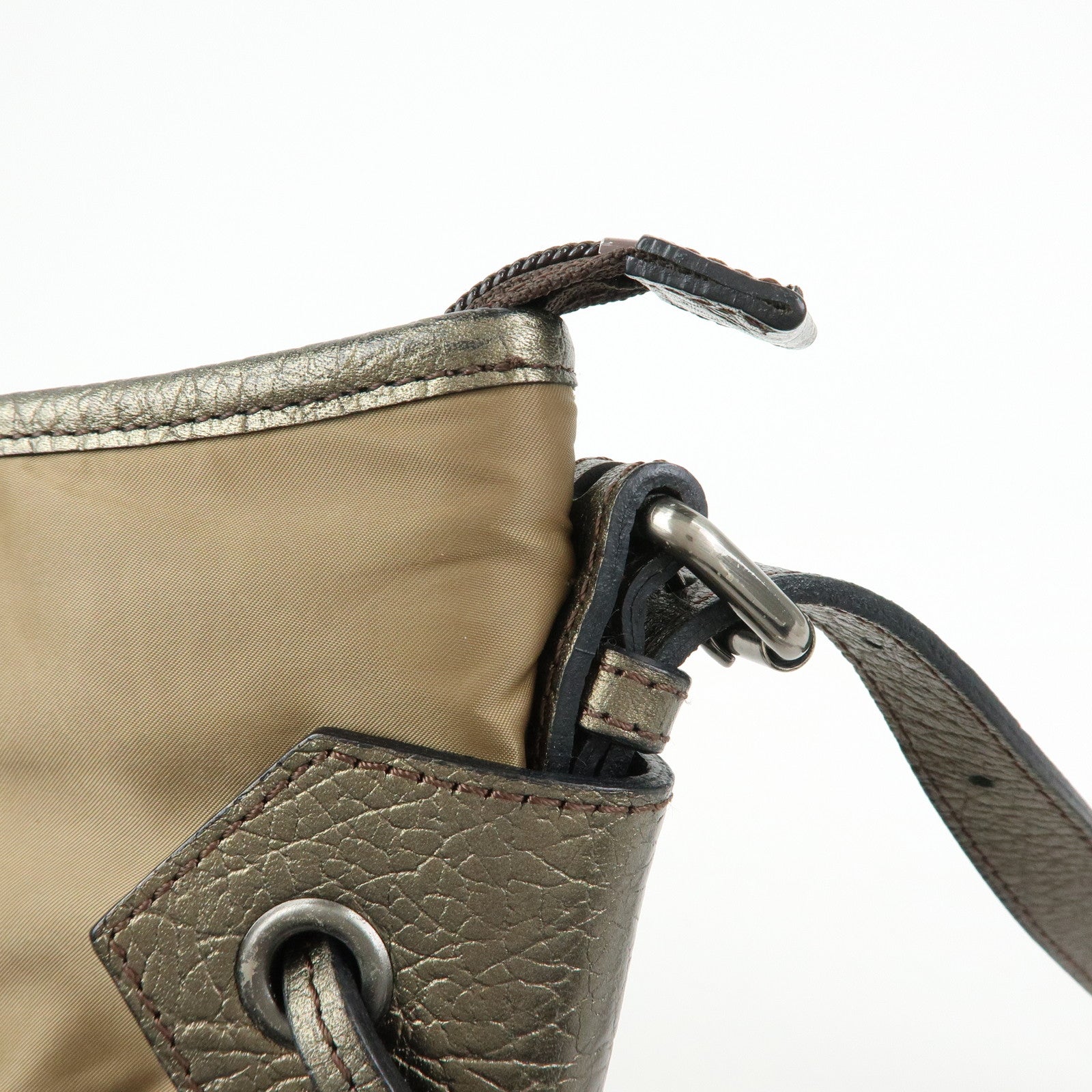 BURBERRY Nylon Leather Shoulder Bag Crossbody Bag Khaki