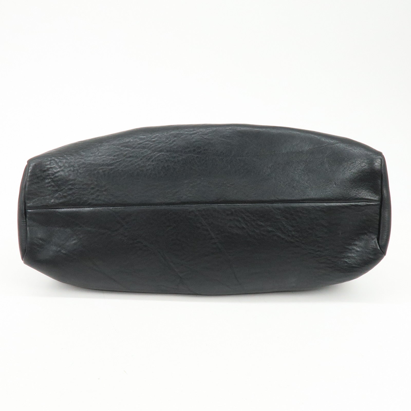 GUCCI Leather Wood Hand Bag Doctor Bag Black 105377