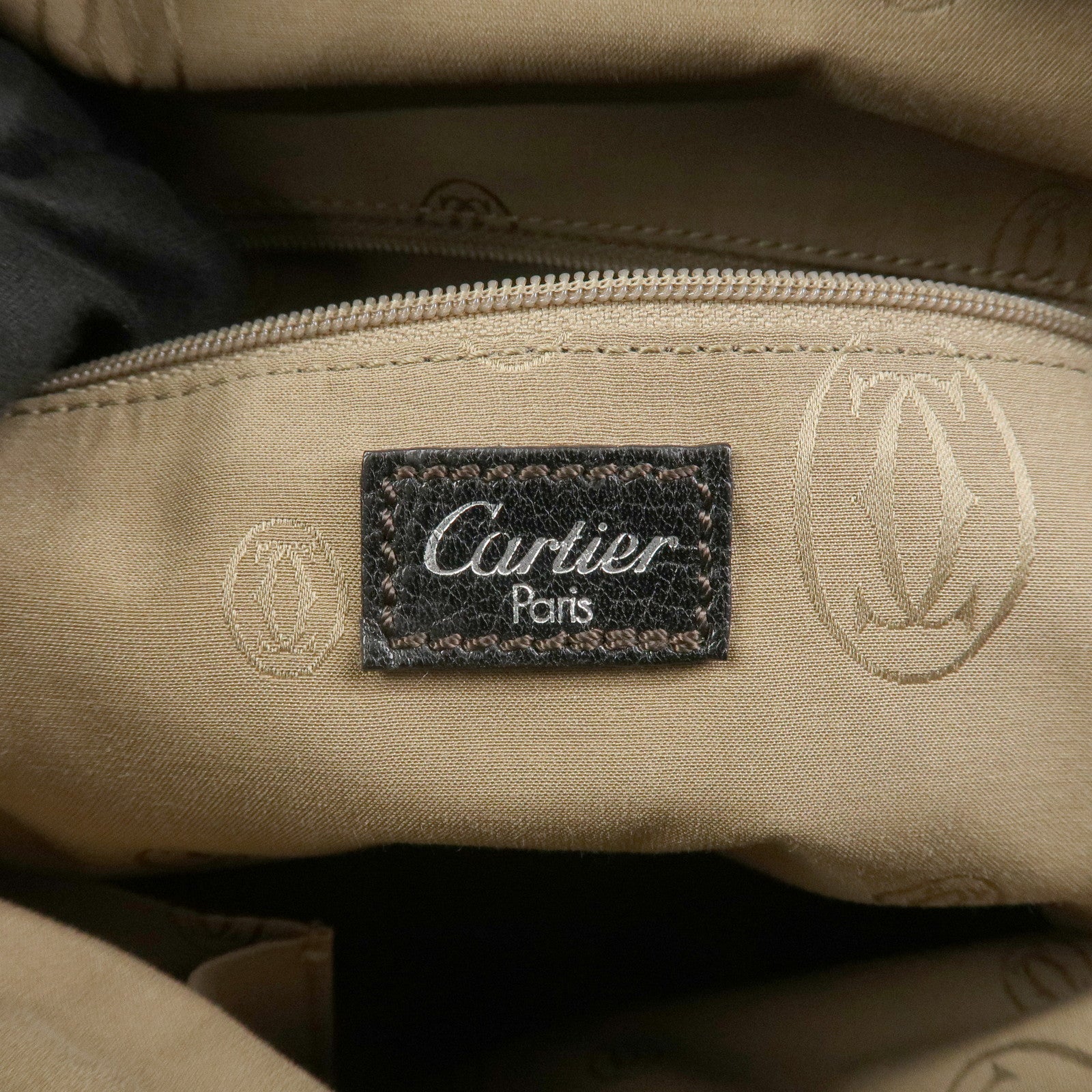 Cartier Marcello Leather Hand Bag Tote Bag Black