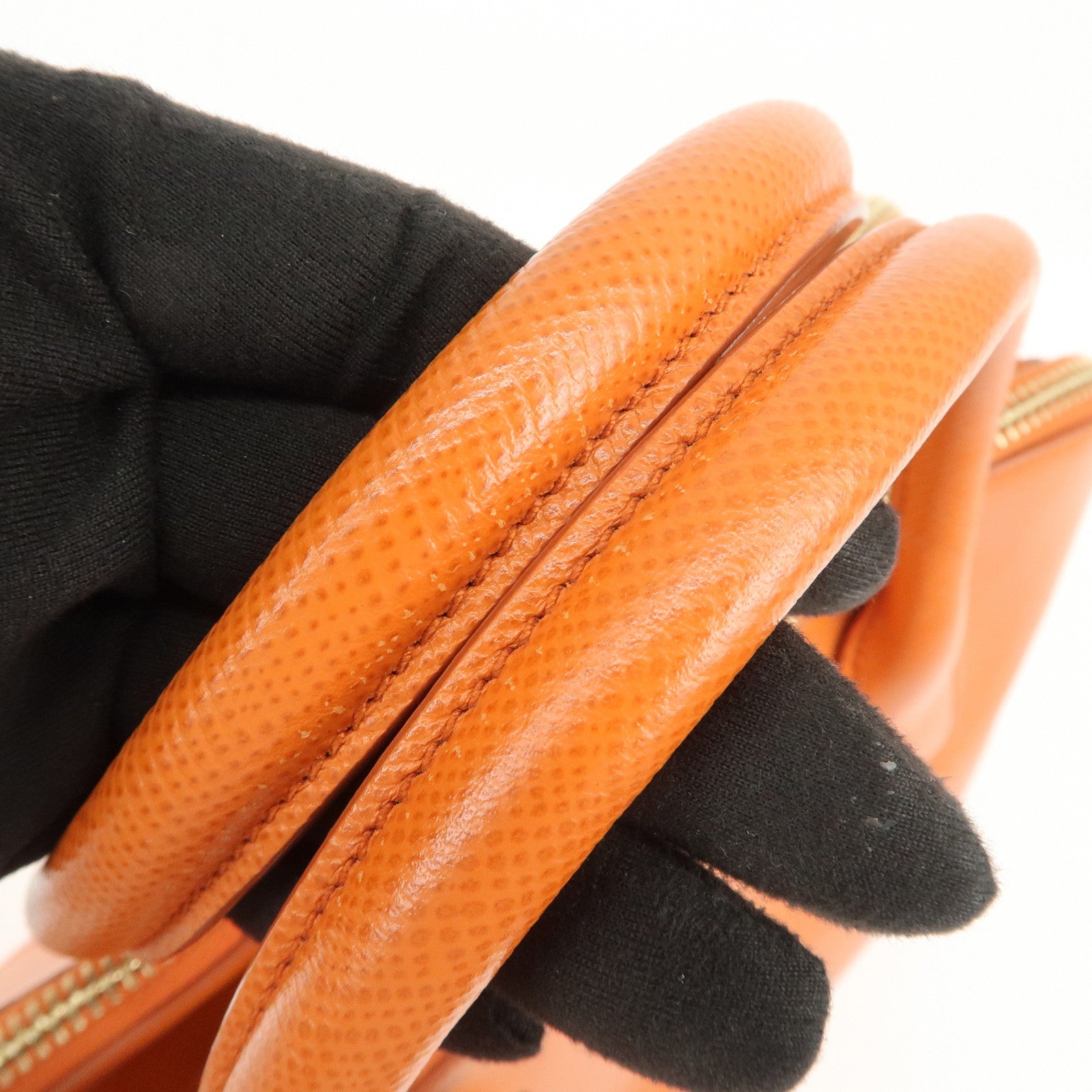 PRADA Logo Saffiano Leather Hand Bag Orange BN2560