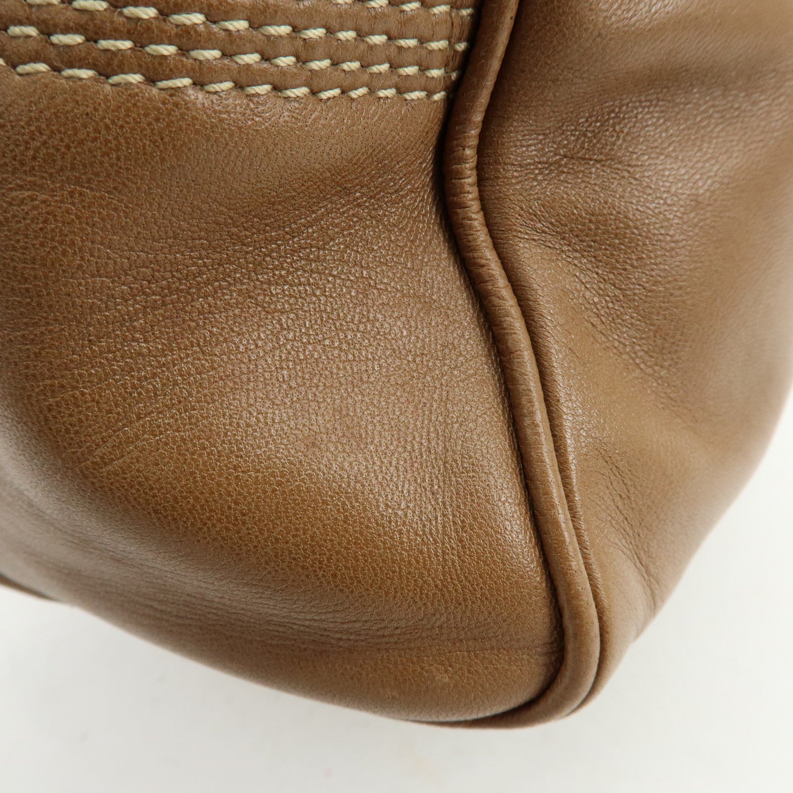 LOEWE Anagram Nappa Leather Hand Bag Mini Boston Bag Brown