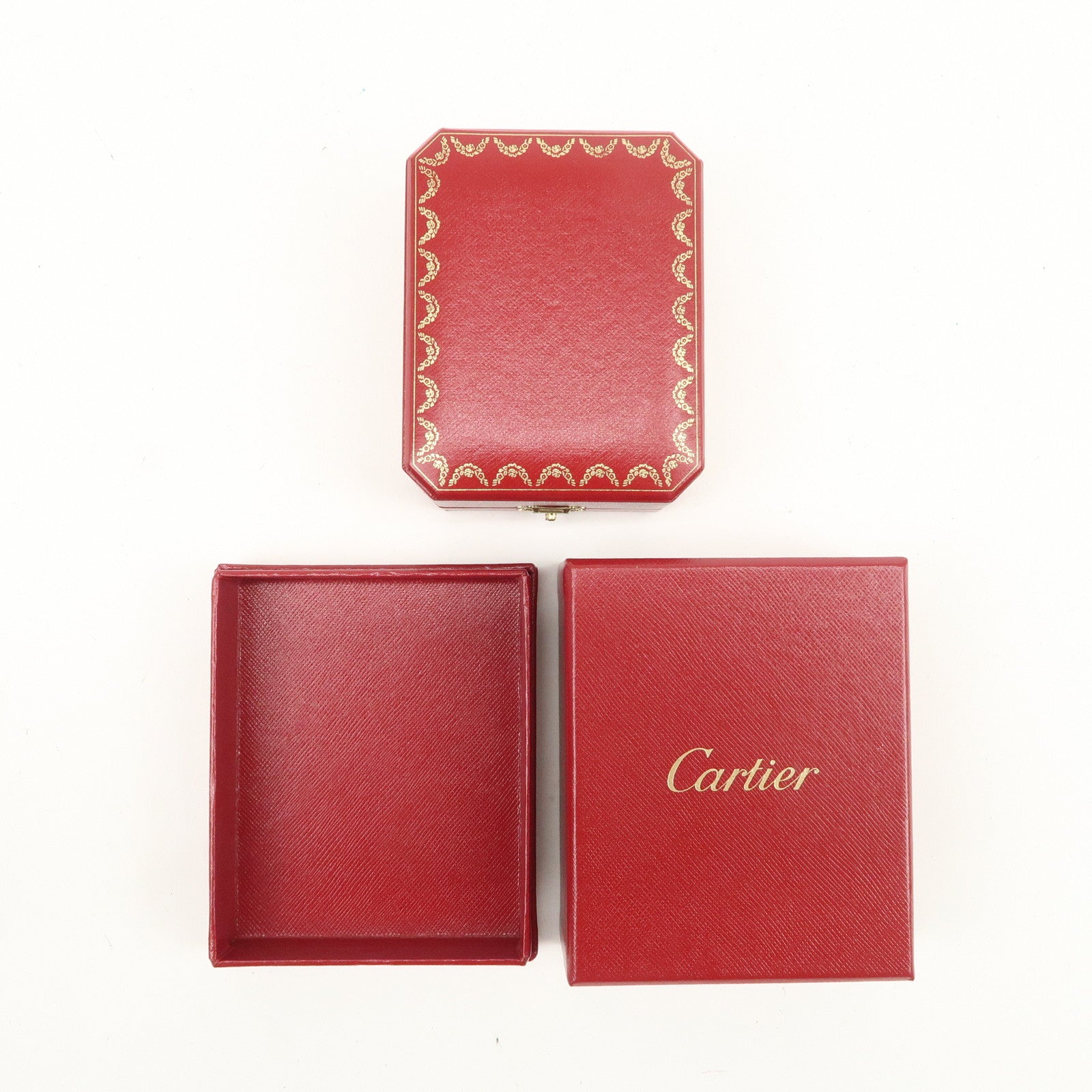 Cartier Set of 2 Pair Jewelry Box Ring Box Display Box Red