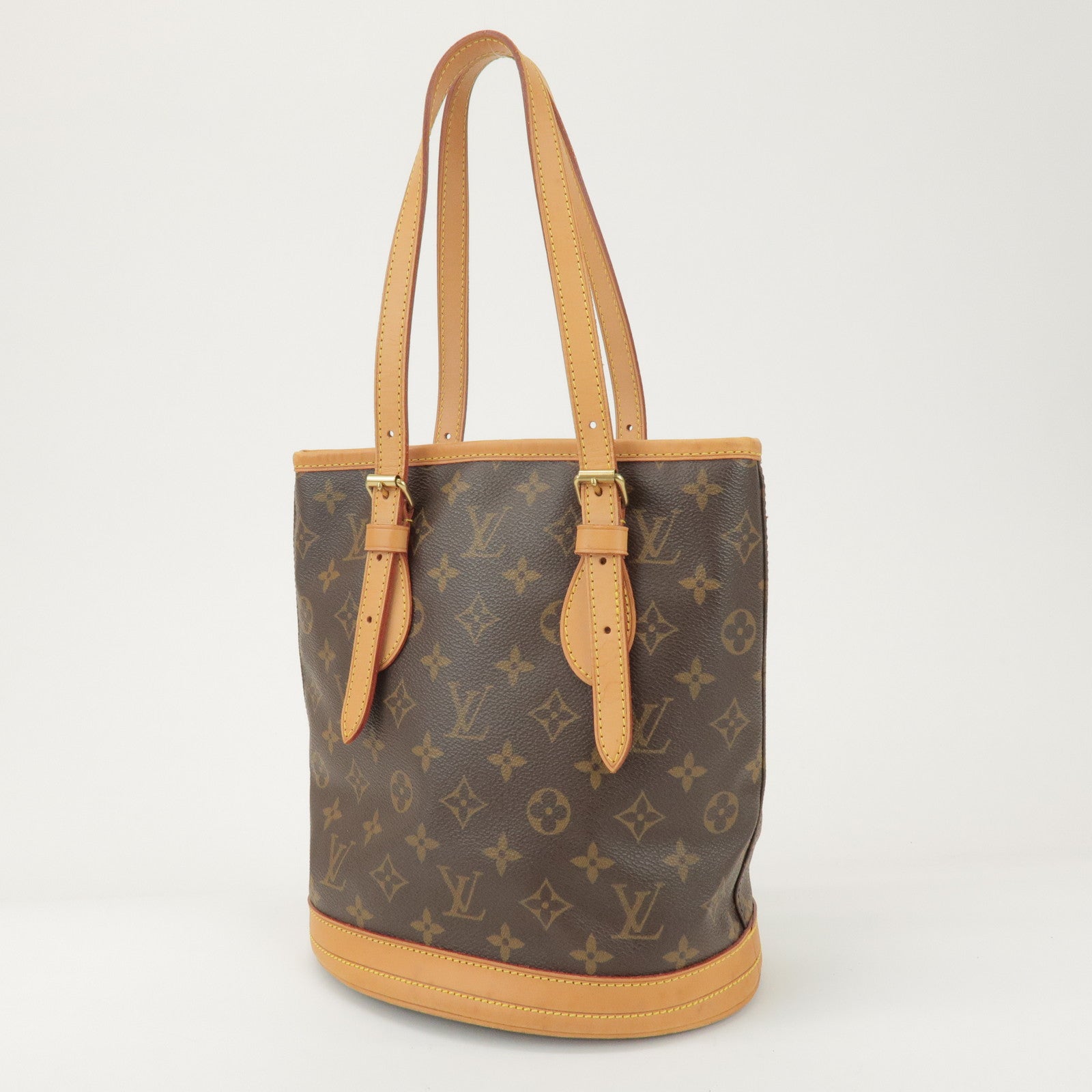 Louis Vuitton Monogram Canvas Bucket PM Hand Bag Brown M42238