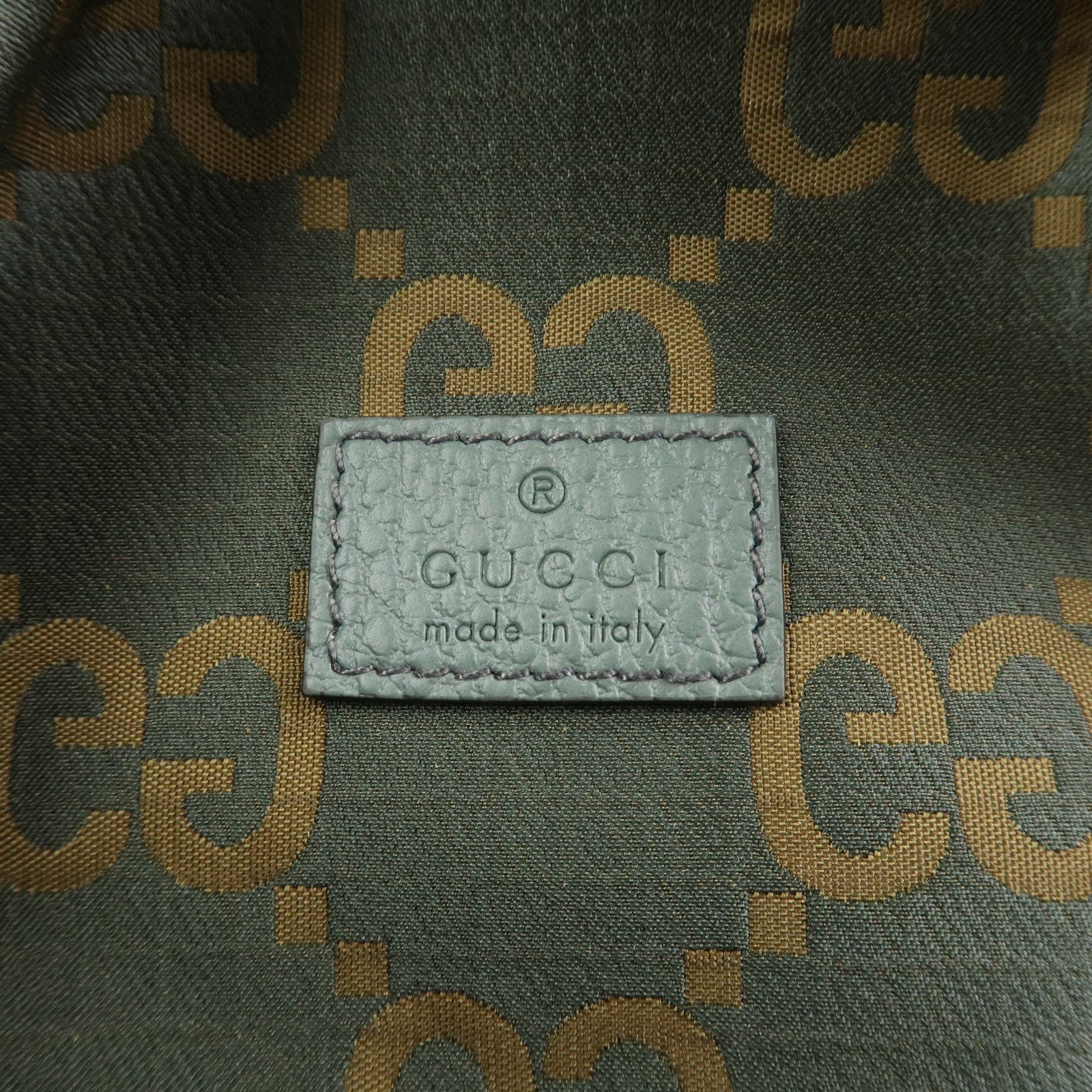 GUCCI GG Monogram GG Ripstop Leather Waist Bag Crossbody Bag Khaki