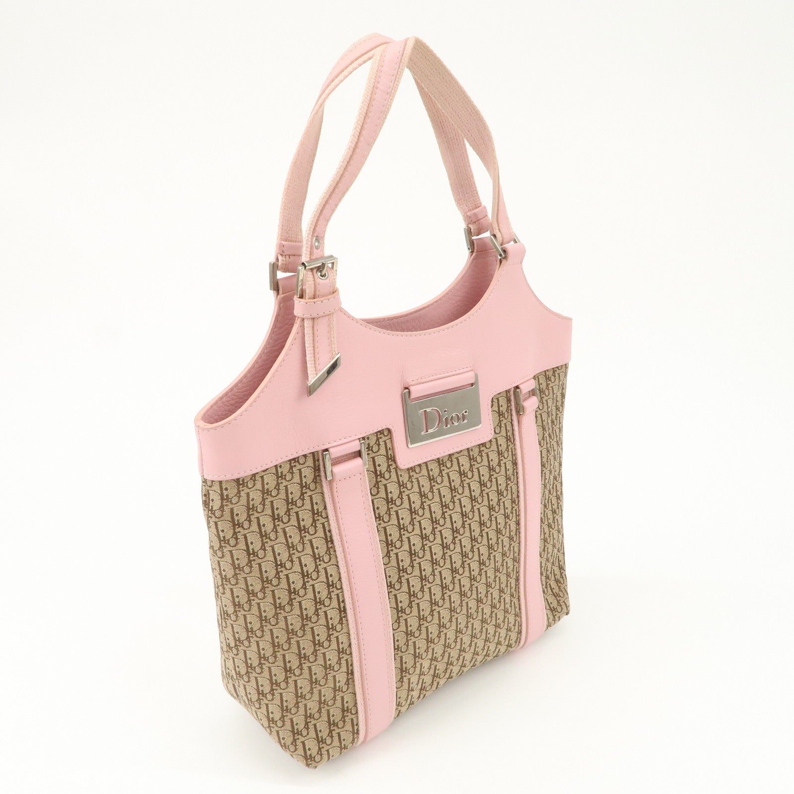 Christian Dior Trotter Street Chic Canvas Tote Bag Beige Pink