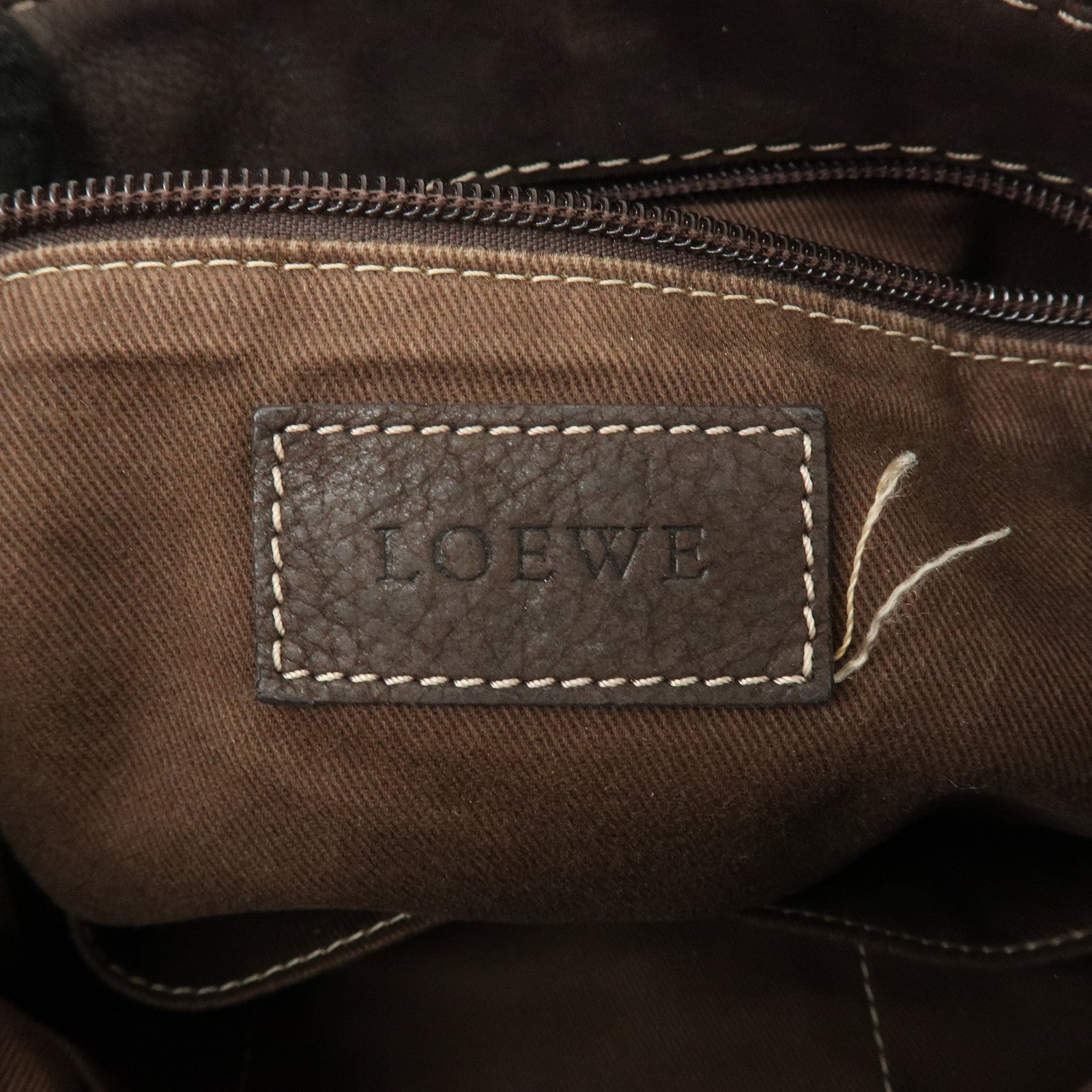 LOEWE Anagram Leather Canvas Shoulder Bag Crossbody Bag Brown Beige