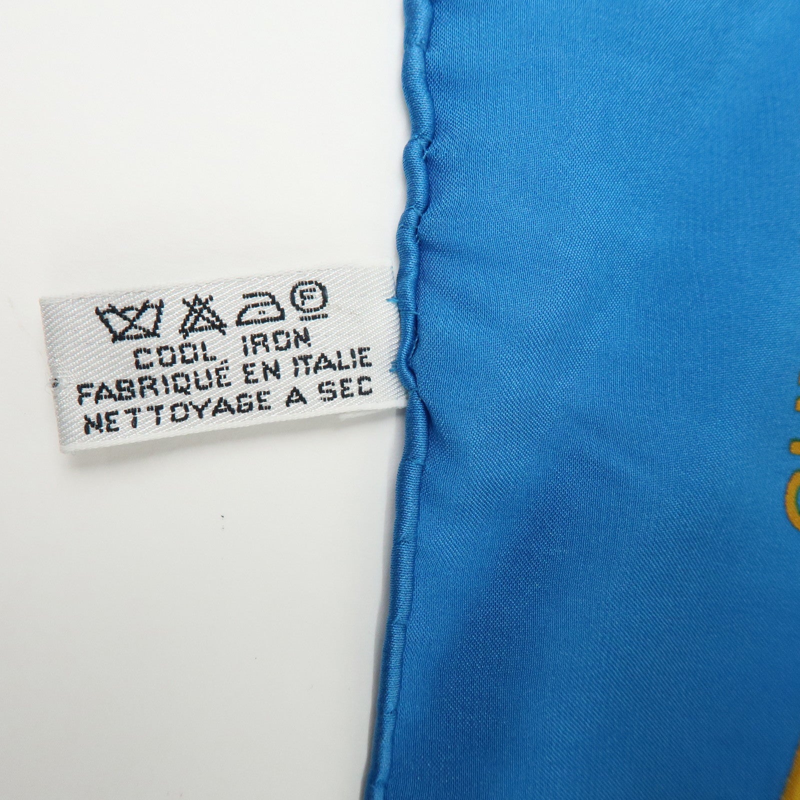 CHANEL Silk 100% Scarf Camellia Flower Motif Blue Gold Red