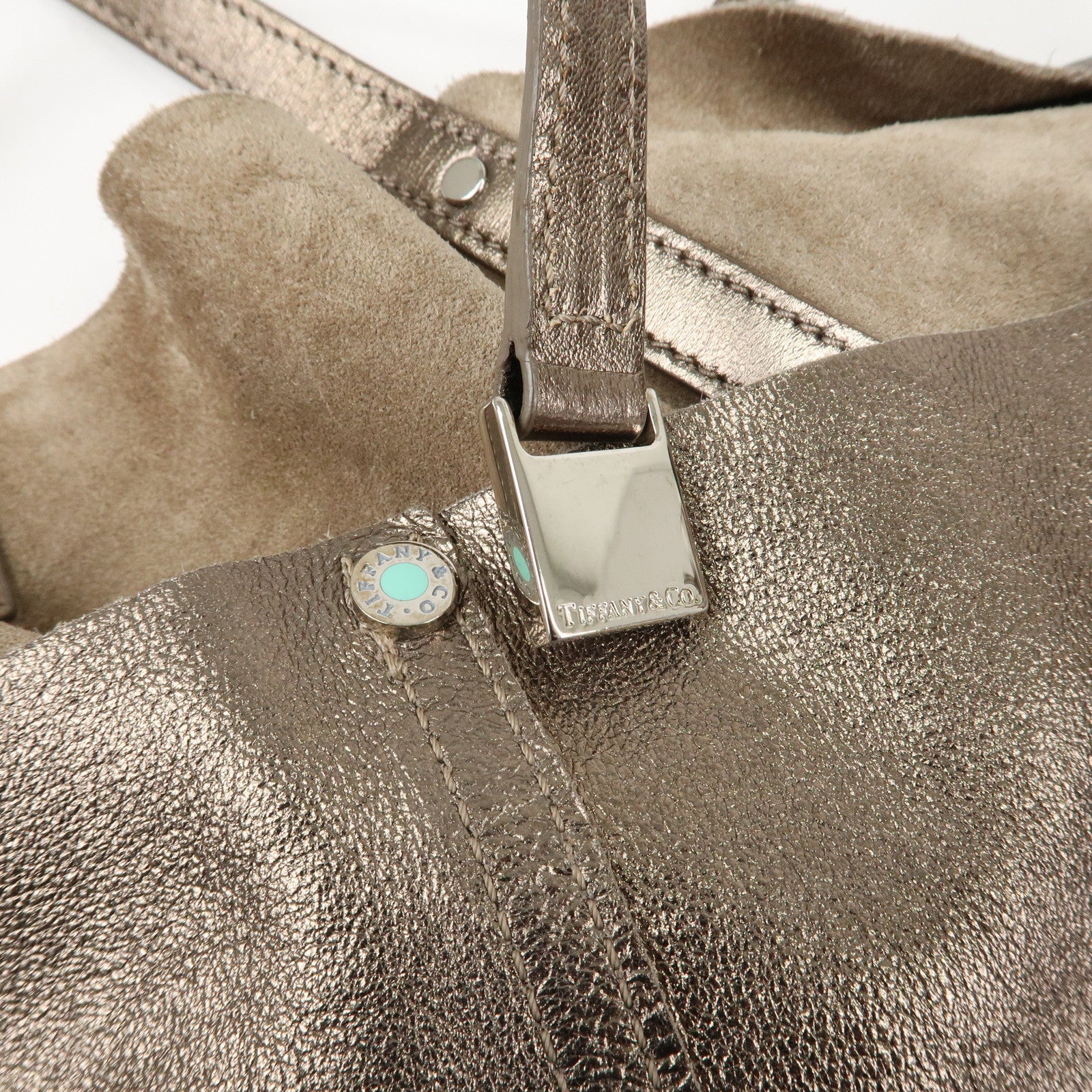 Tiffany&Co. Leather Reversible Tote Bag Gold Used