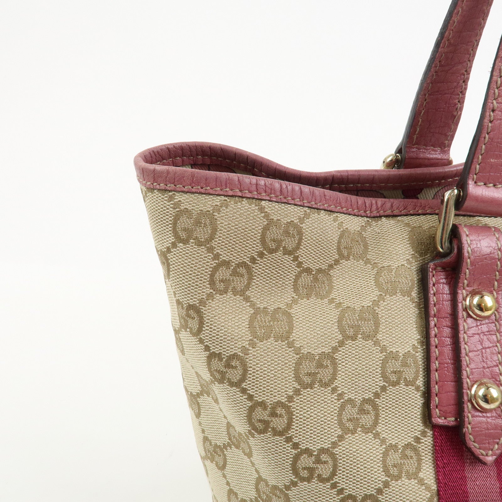 GUCCI Sherry GG Canvas Butterfly Charm Tote Bag Beige Pink 137396