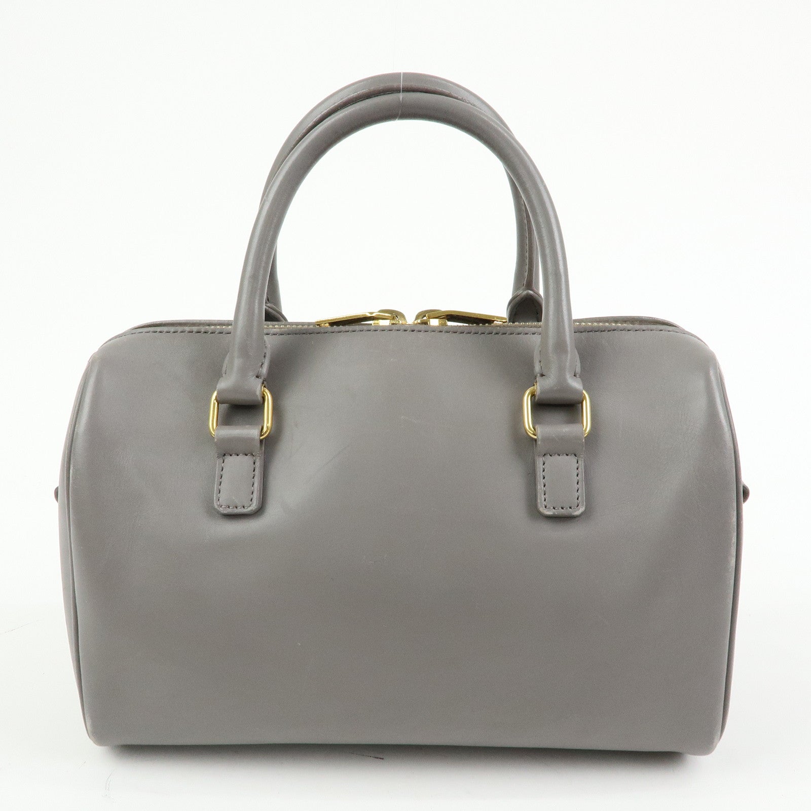 SAINT LAURENT PARIS Baby Duffle Leather 2WAY Hand Bag Gray 330958