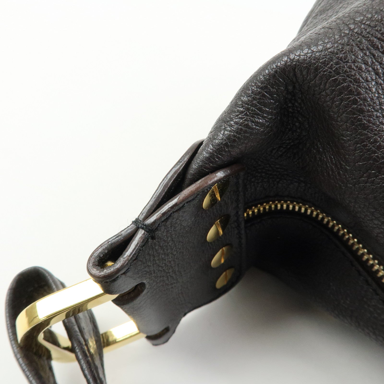 TOD'S Leather Shoulder Bag Hand Bag Dark Brown