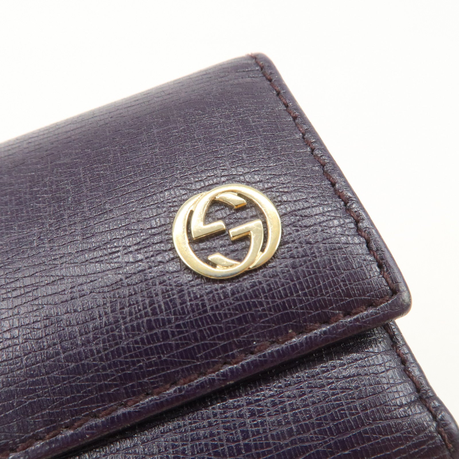 GUCCI Interlocking G Leather 6 Rings Key Case Purple 309706