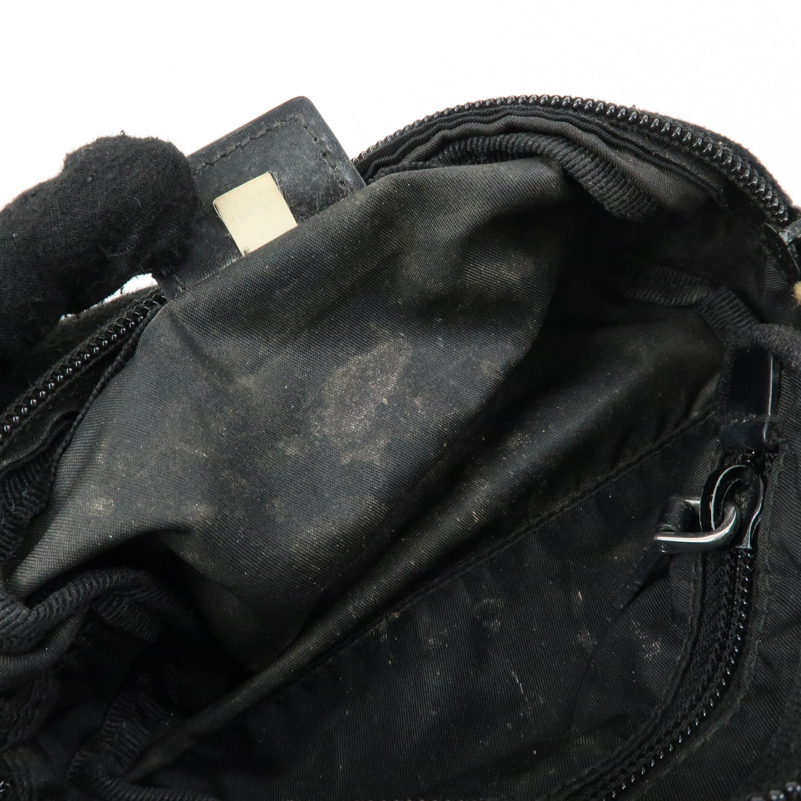 PRADA Triangle Logo Nylon Leather Pouch Cosmetic Case Black