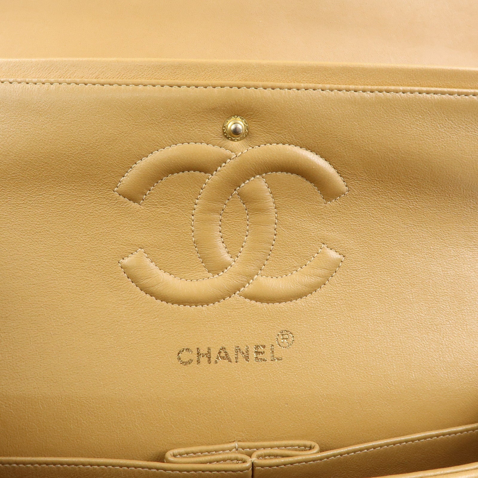 CHANEL Matelasse 25 Double Flap Chain Shoulder Bag Beige A01112