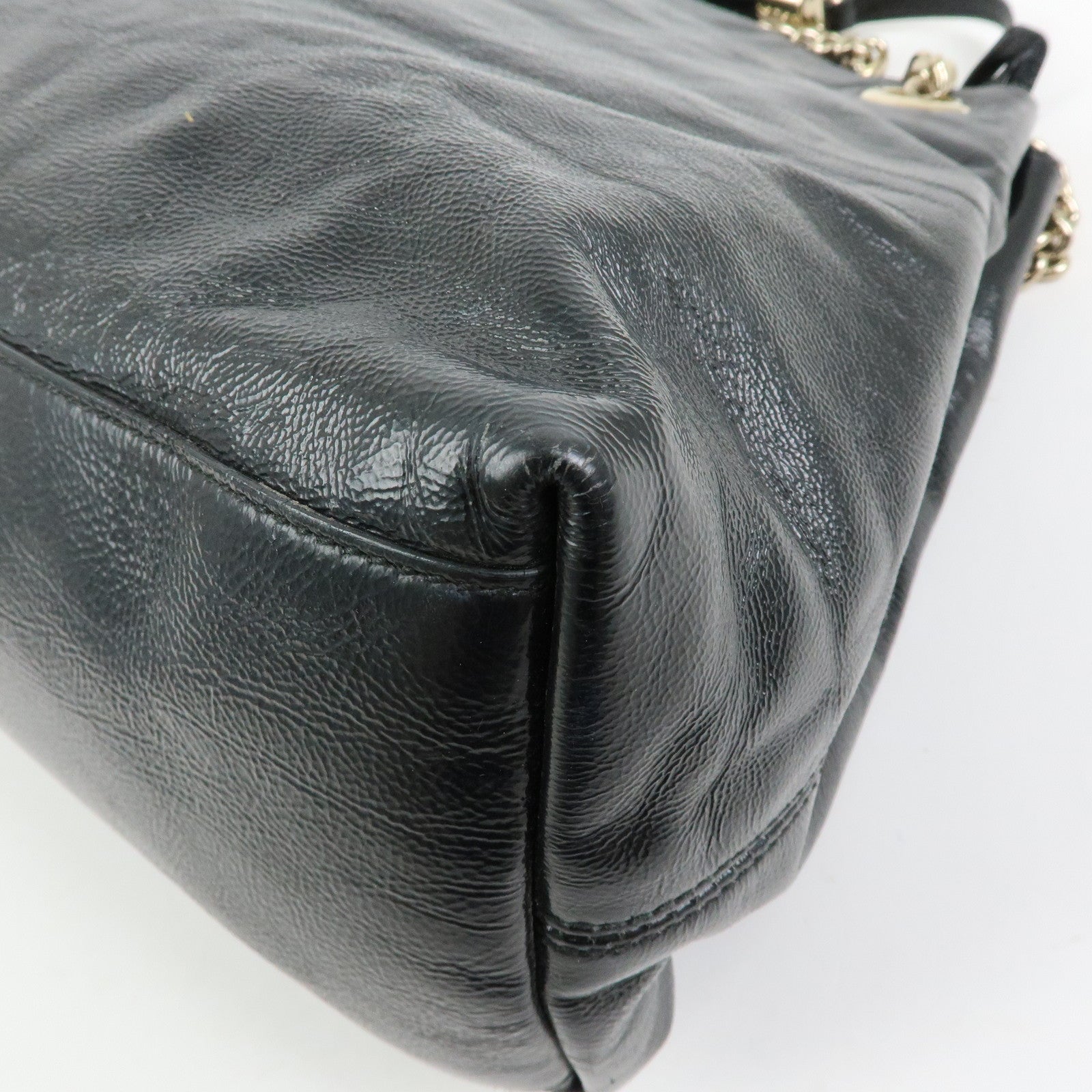 GUCCI SOHO Interlocking G Patent Leather Chain Shoulder Bag 308982