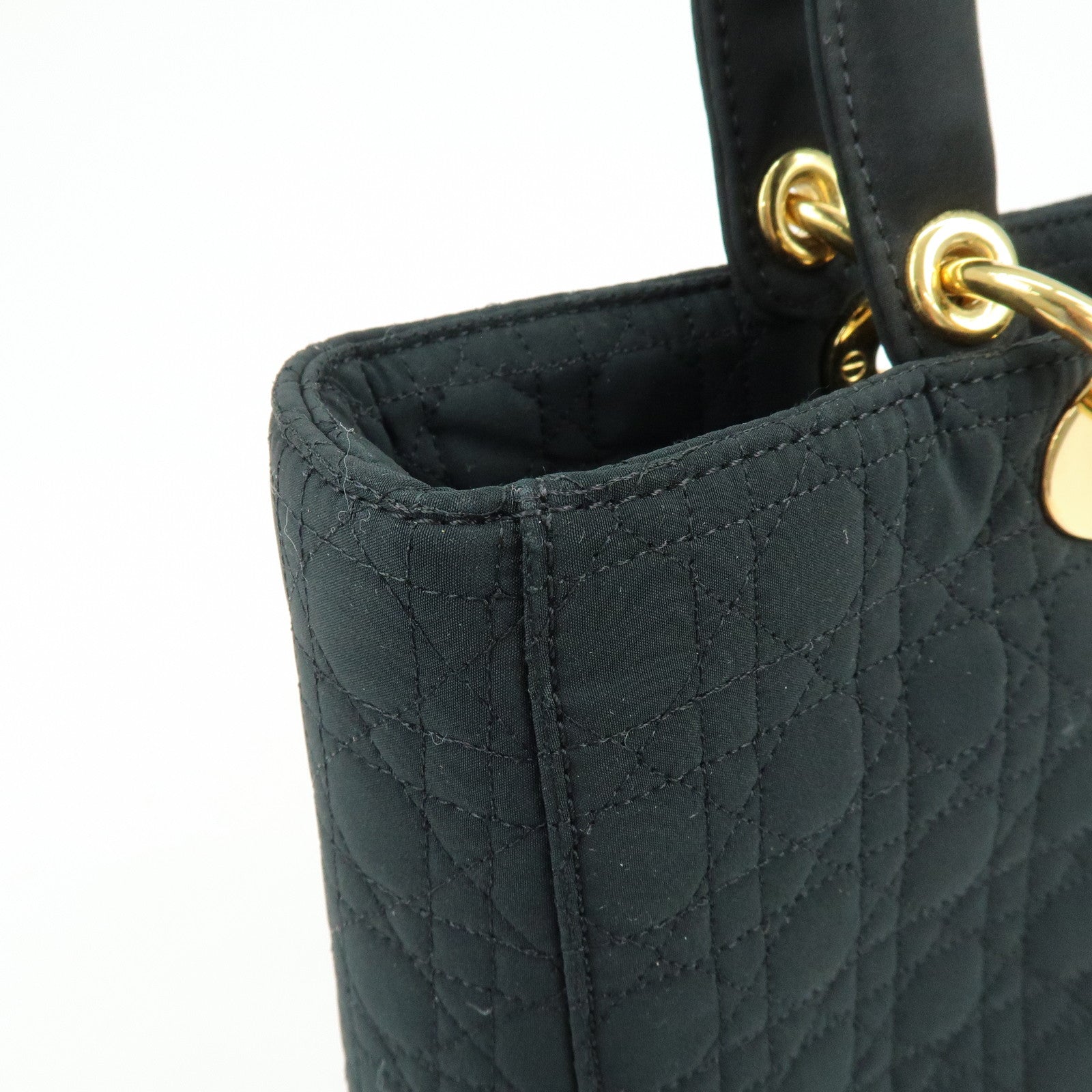 Christian Dior Lady Dior Canage Canvas Tote Bag Hand Bag Black