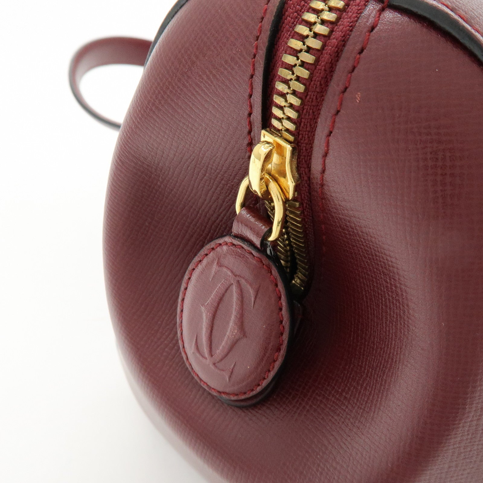 Cartier Must de Cartier Leather Boston Bag Hand Bag Bordeaux