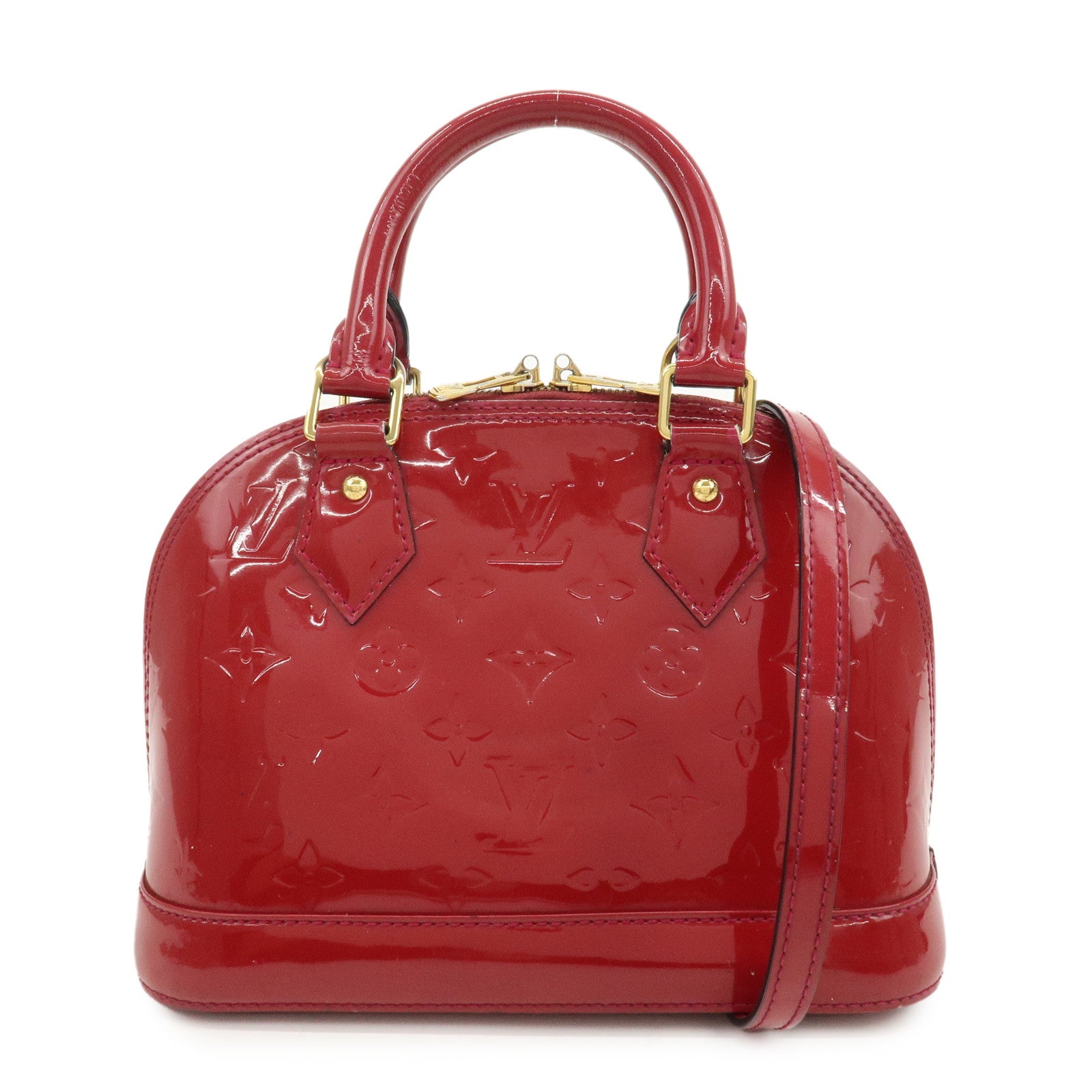Louis Vuitton Monogram Vernis Alma BB 2Way Hand Bag Rouge M91698