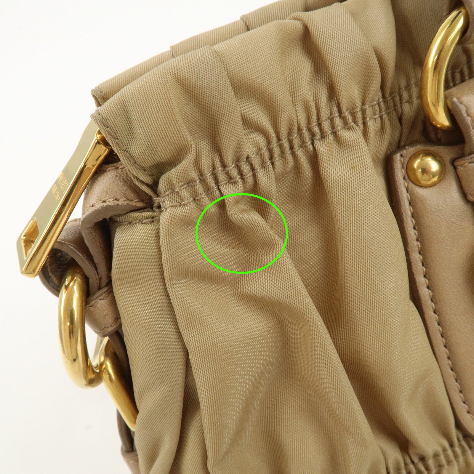 PRADA Logo Nylon Leather 2Way Shoulder Bag Hand Bag Beige BN1407