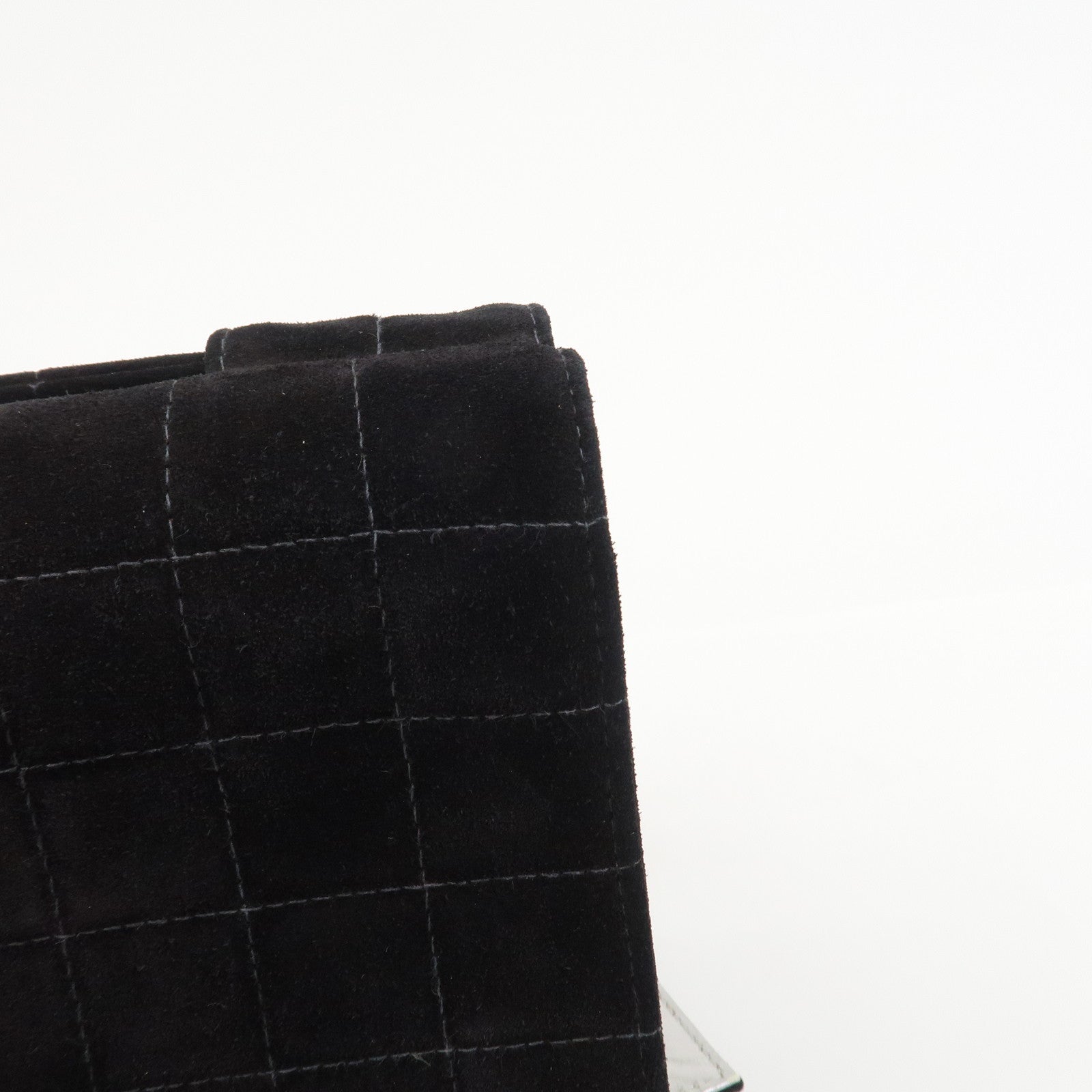 CHANEL Chocolate Bar Suede Shoulder Bag Crossbody Bag Black
