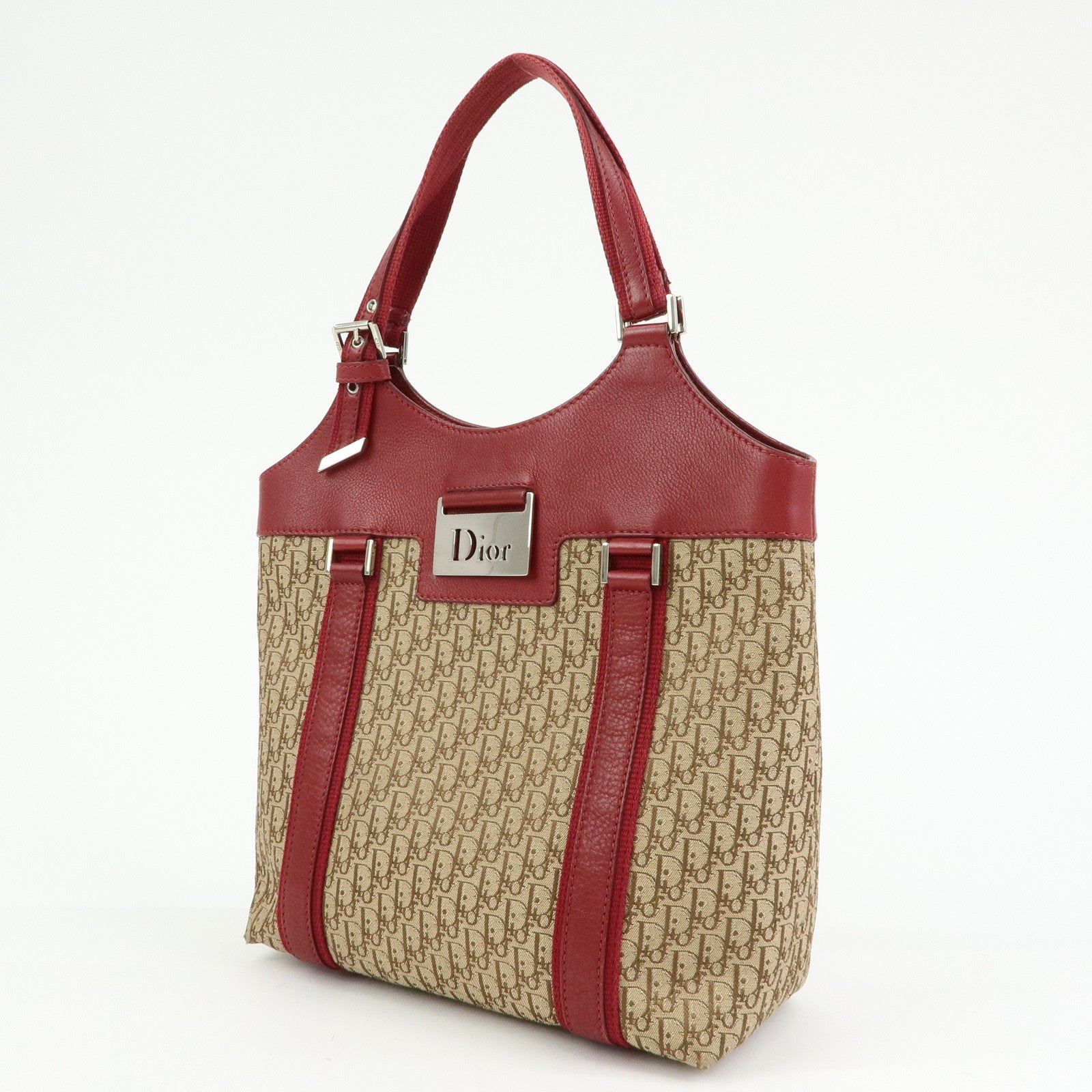 Christian Dior Street Chic Trotter Jaquard Canvas Leather Hand Bag