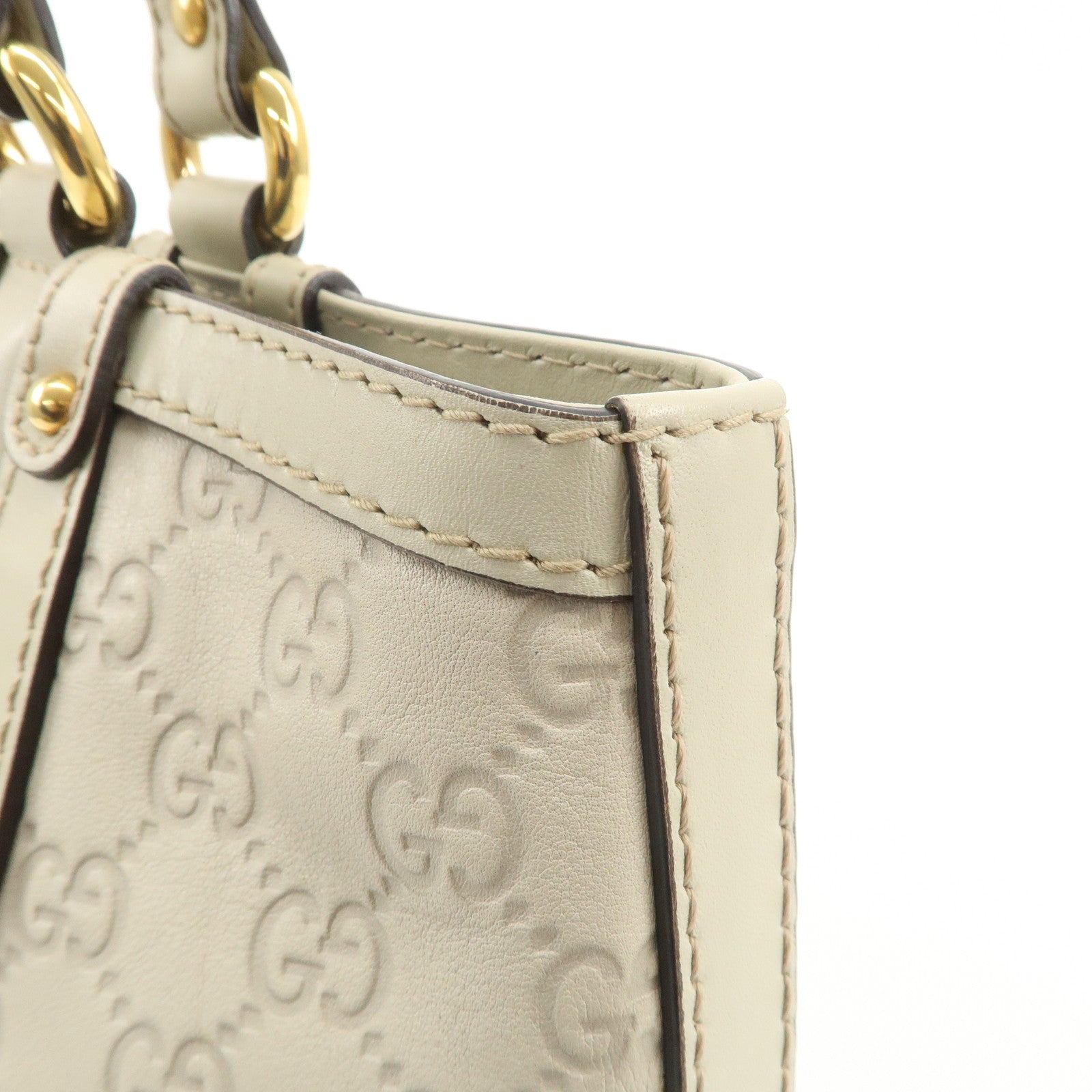 GUCCI Scarlett Guccissima Leather Tote Bag Hand Bag Beige 269953 Used