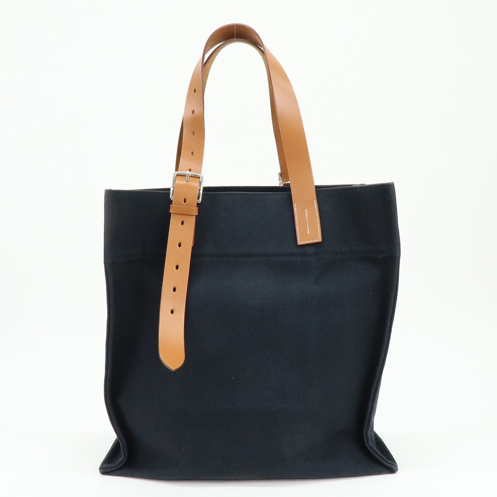 HERMES Étrivière 41 Veau Tadelakt Toile Goéland Canvas Tote Bag