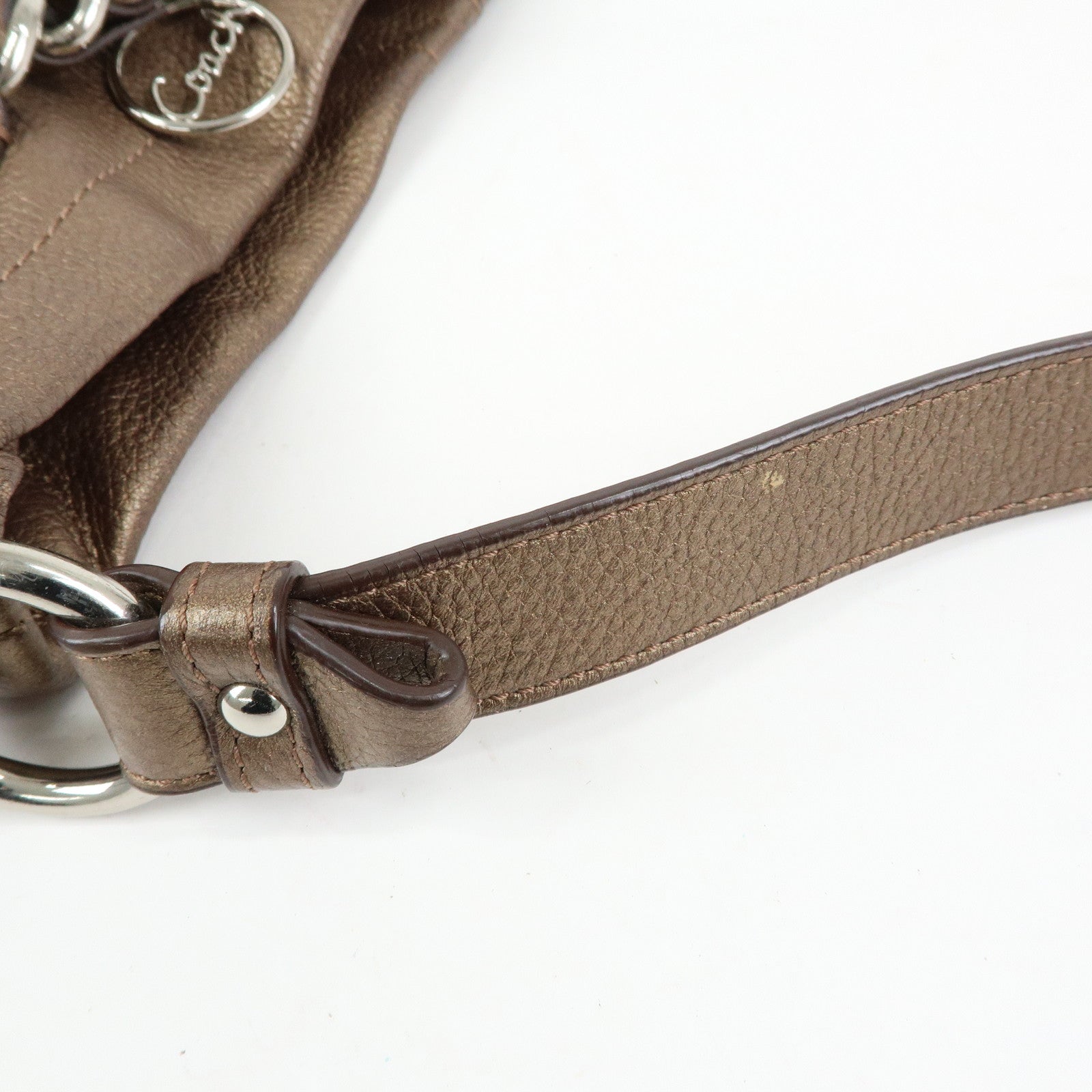 COACH Set of 2 Canvas Leather Shoulder Bag Brown Bronze