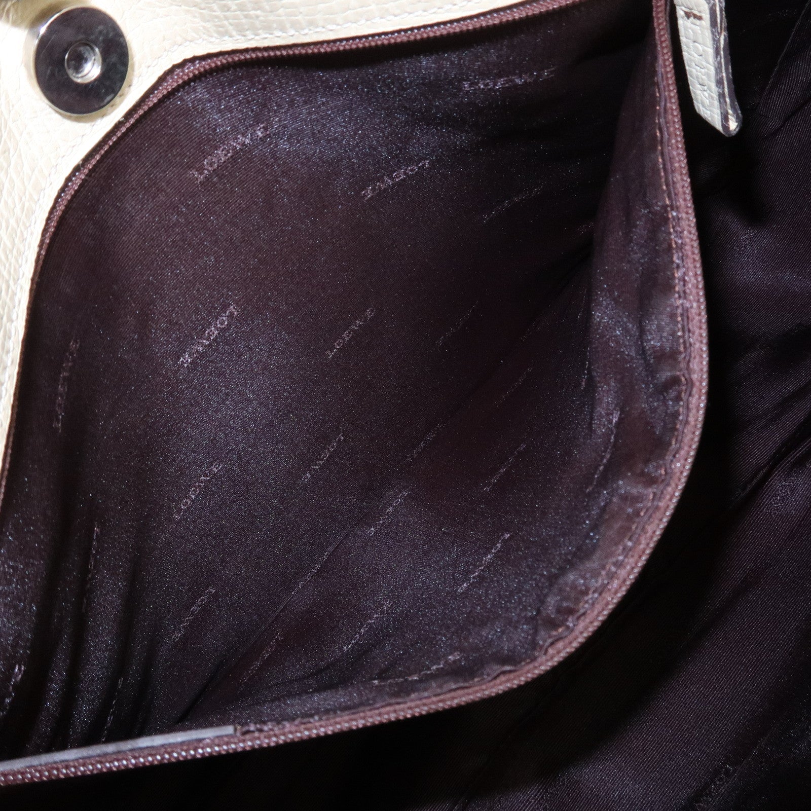 LOEWE Logo Leather Shoulder Bag Hand Bag Ivory