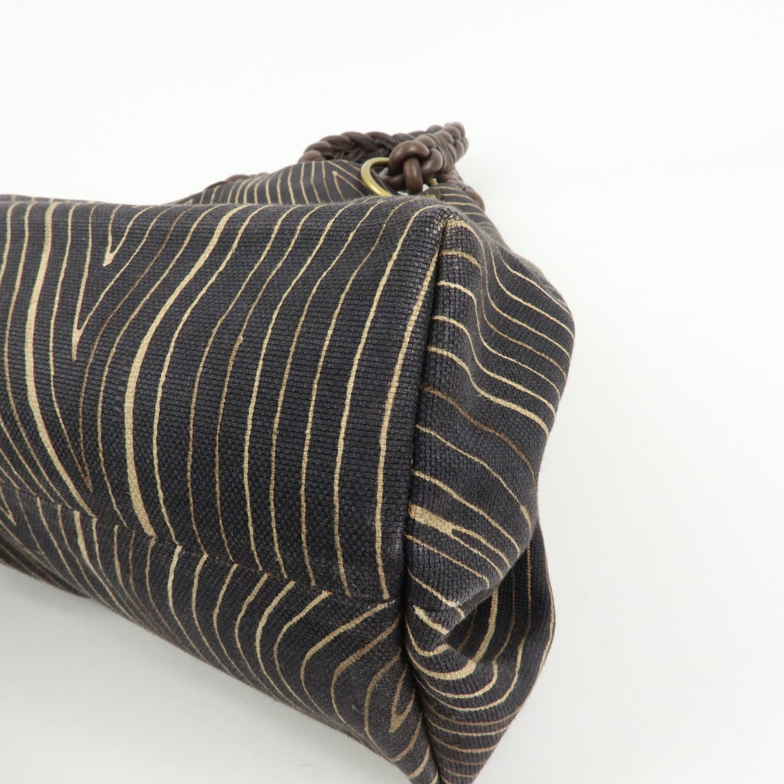 BOTTEGA VENETA Canvas Leather Tote Bag Hand Bag Brown