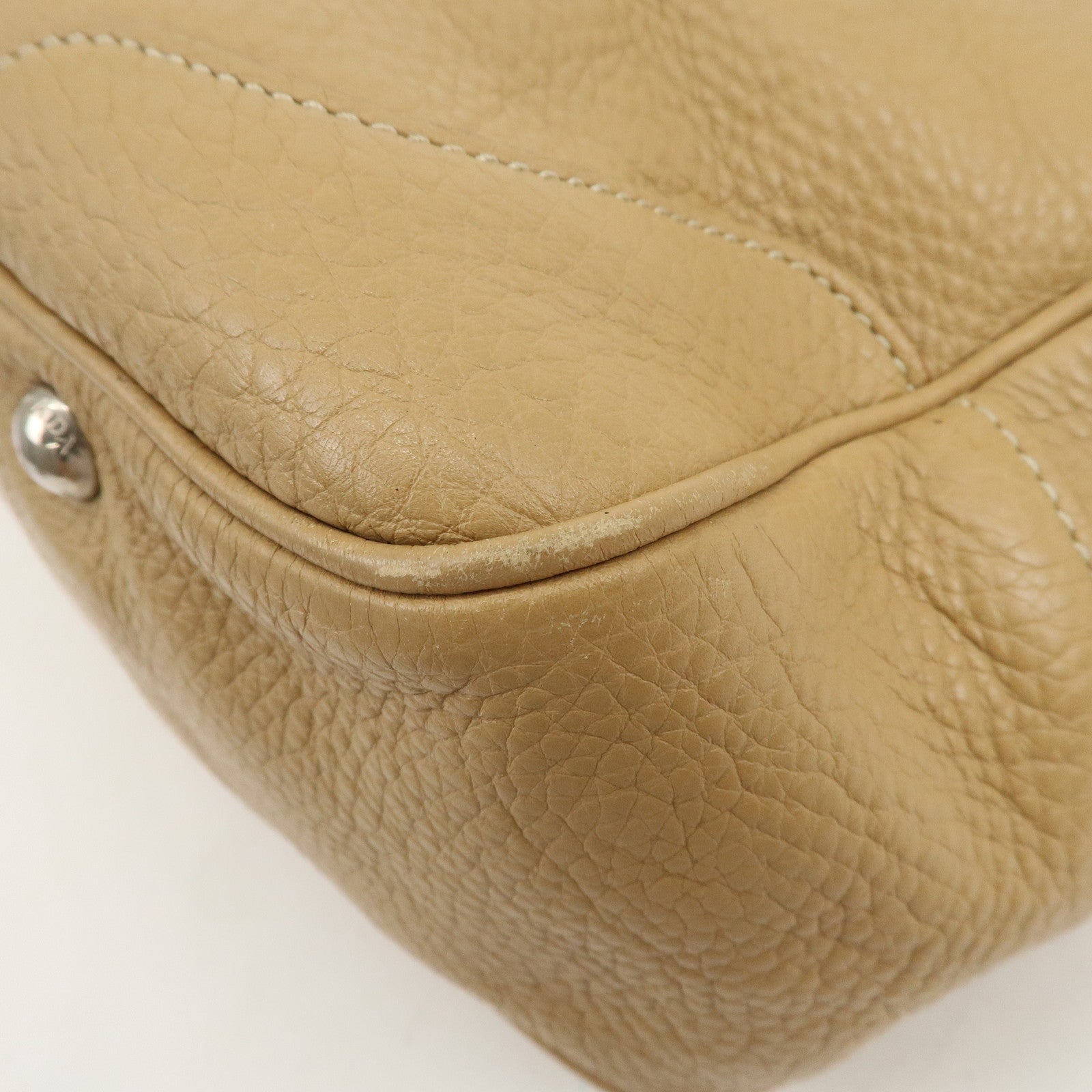 PRADA Logo Leather 2Way Bag Hand Bag Shoulder Bag Beige BN1364