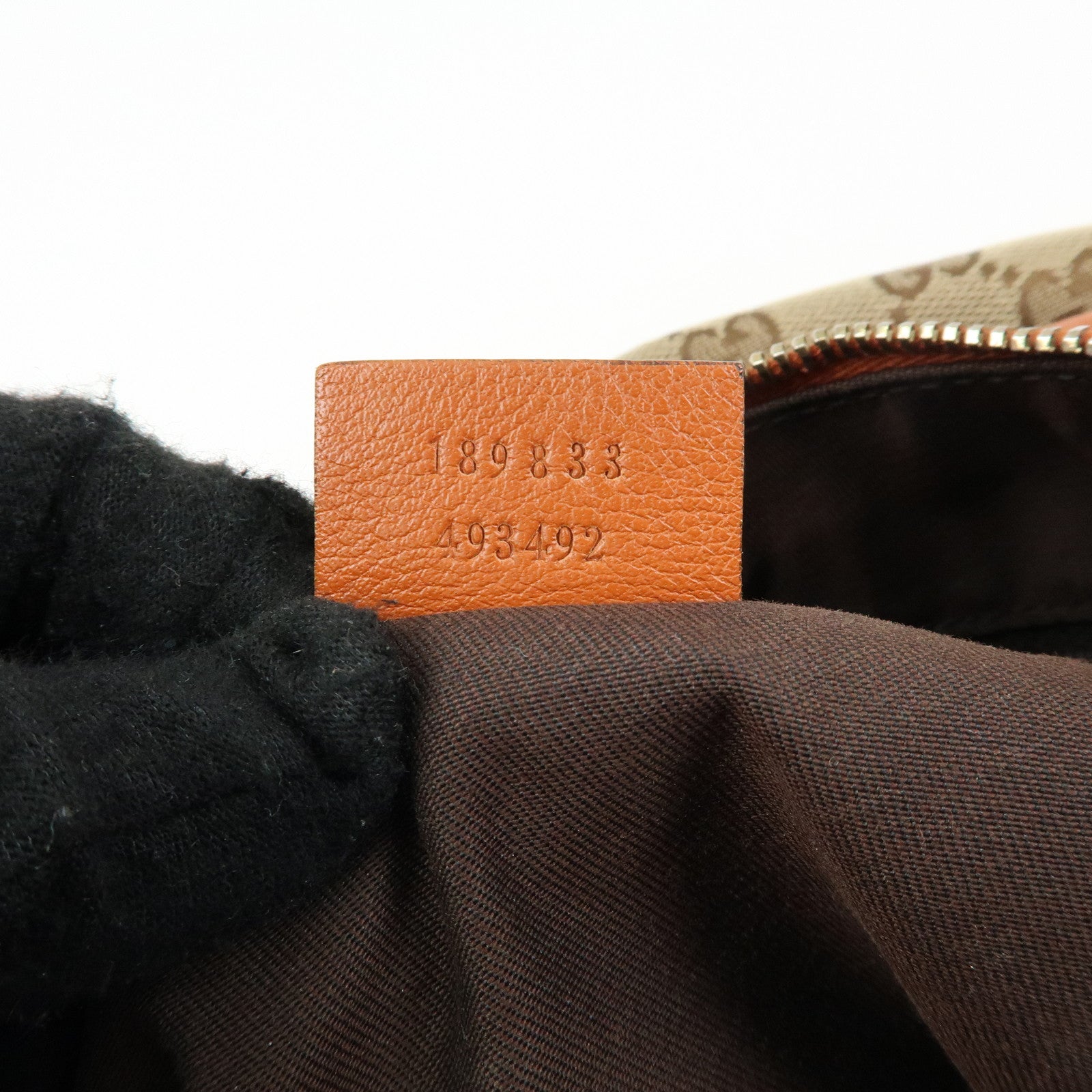 GUCCI Abbey GG Canvas Leather Shoulder Bag Beige Orange 189833