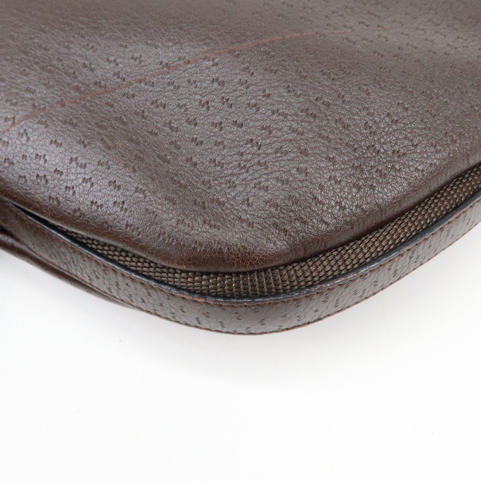 Ferragamo Gancini Leather Shoulder Bag Hand Bag Brown