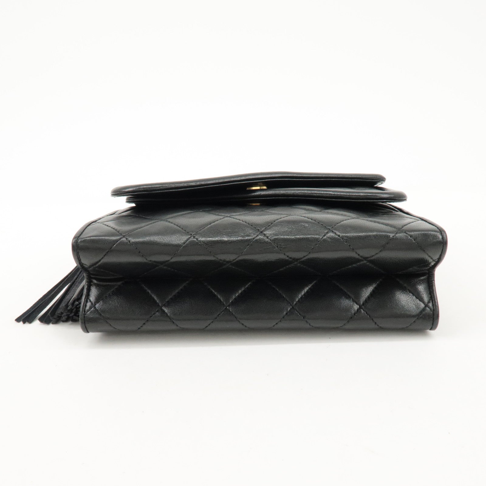CHANEL COCO Mark Matelasse Lamb skin Chain Shoulder Bag Black Used
